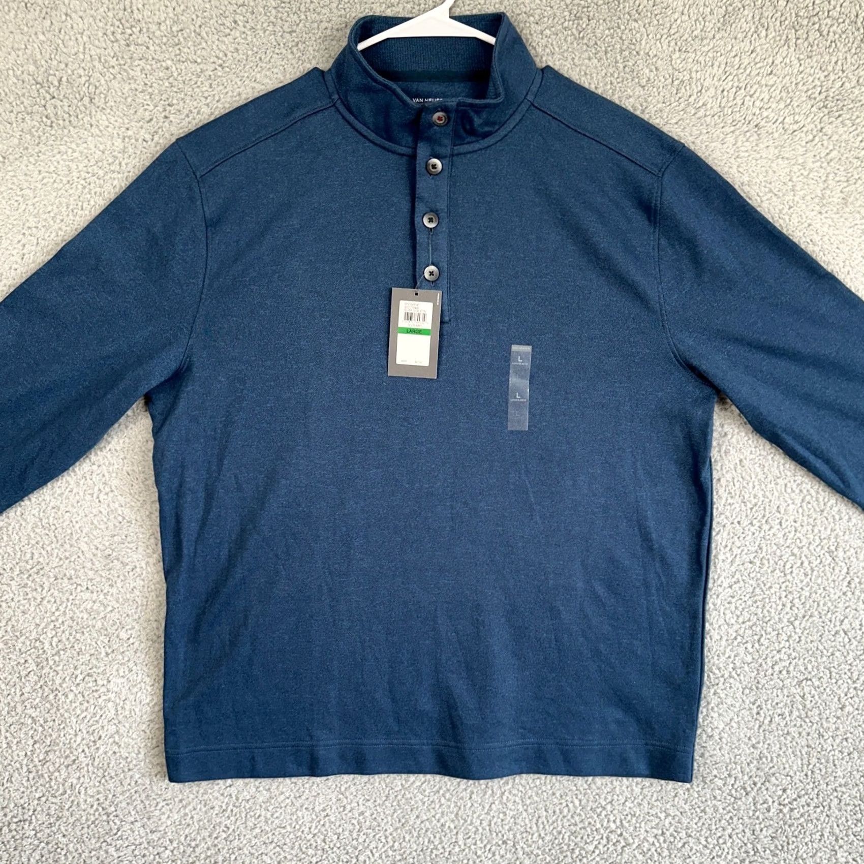 Van Heusen Van Heusen Never Tuck Sweatshirt Pullover Men Large Blue Classic Fit Button NEW Size US L / EU 52-54 / 3 - 3 Thumbnail