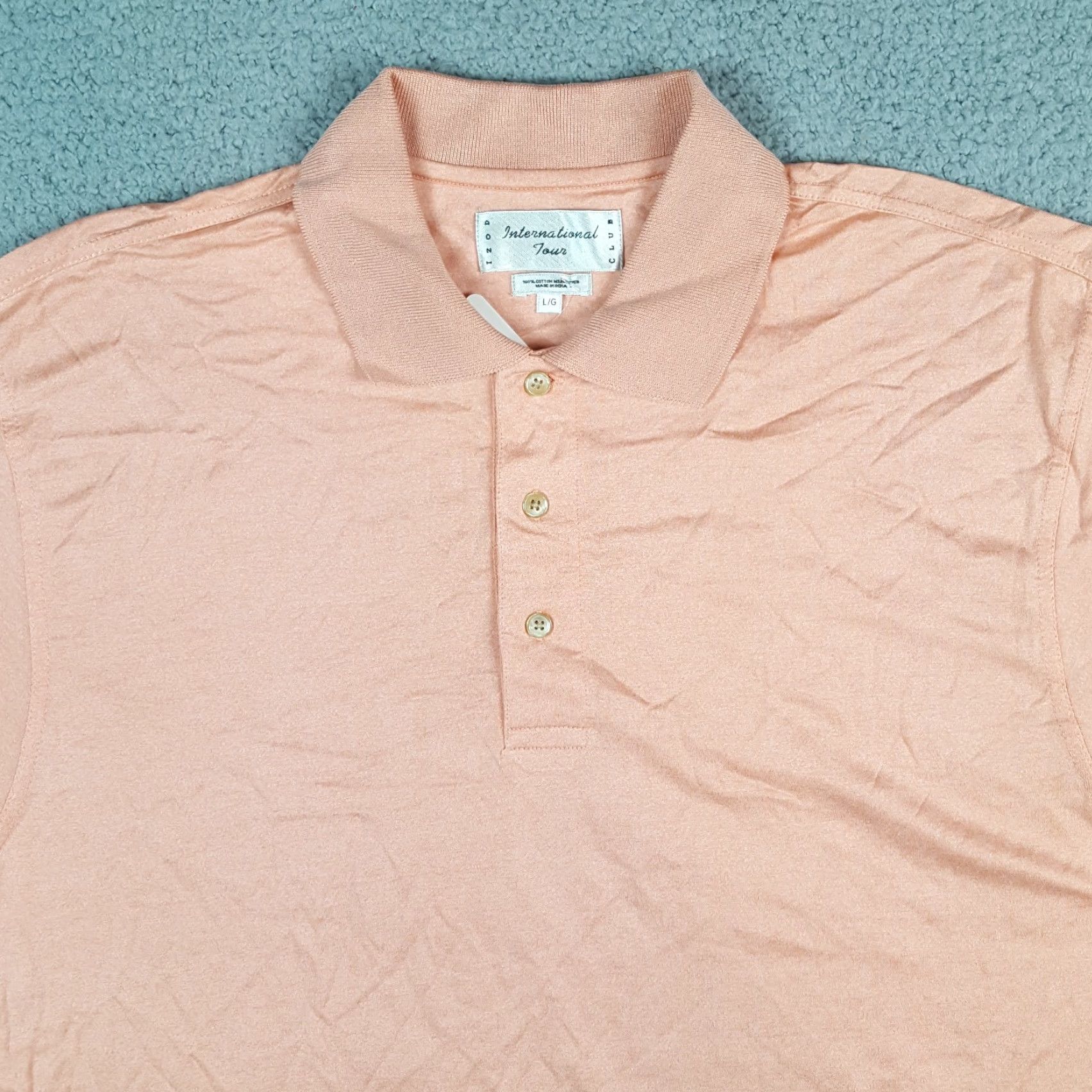 Izod VINTAGE IZOD Polo Shirt Men's L Golf Collared Short Sleeve Pullover Peach Pink 90s Preppy Beach Grunge Rock Classic Summer Spring Casual Workwear Size US L / EU 52-54 / 3 - 2 Thumbnail