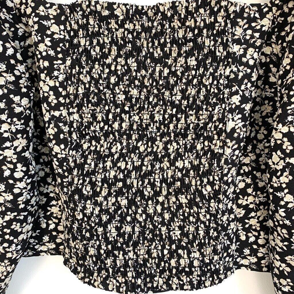 Levi's Levi's Dark Floral Cottagecore Top Puff Sleeve Large Black Size L / US 10 / IT 46 - 9 Thumbnail