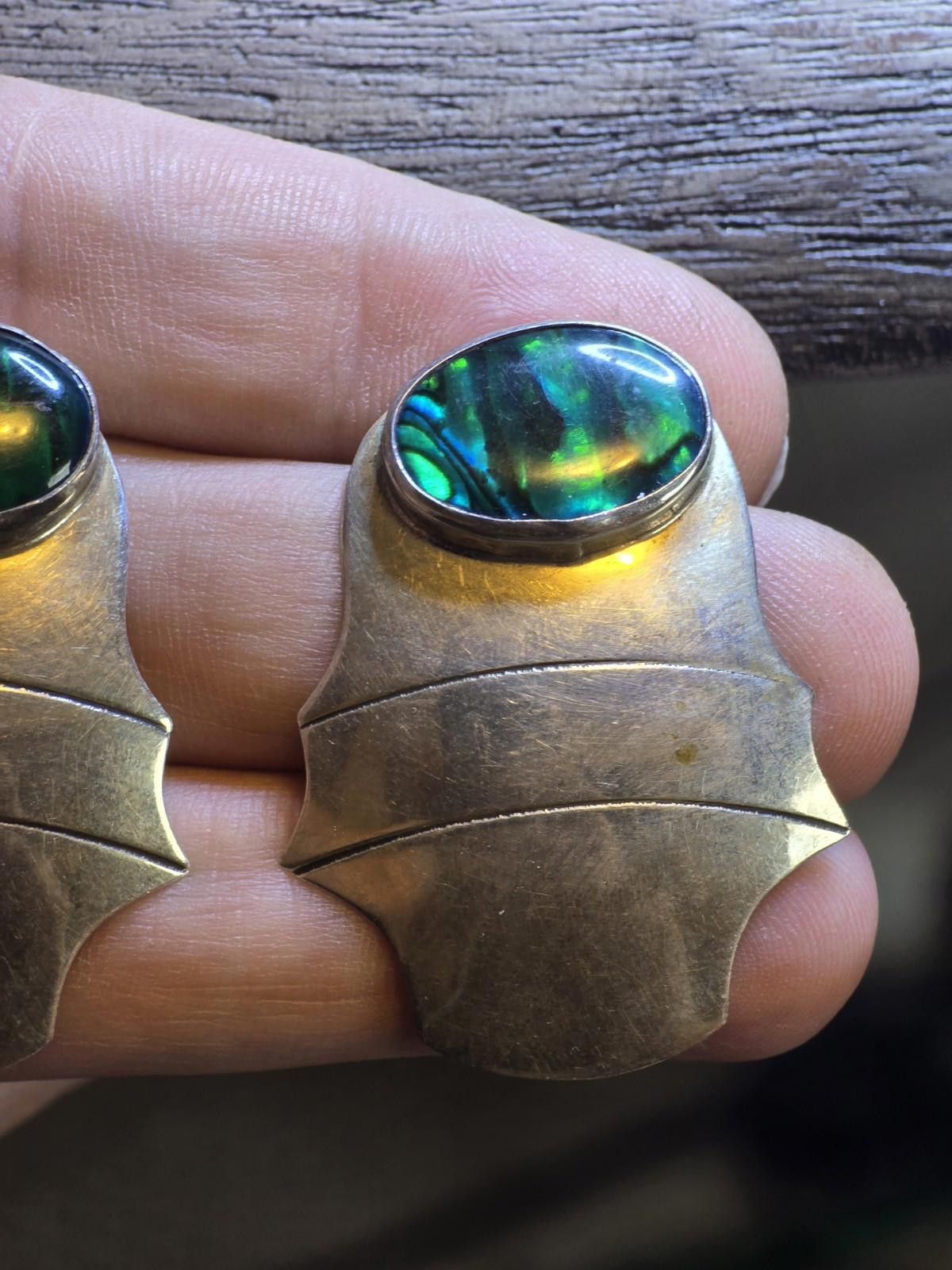 Sterling Silver Ben G Chavez Navajo Sterling Earrings Abalone Shell Signed Size ONE SIZE - 4 Thumbnail