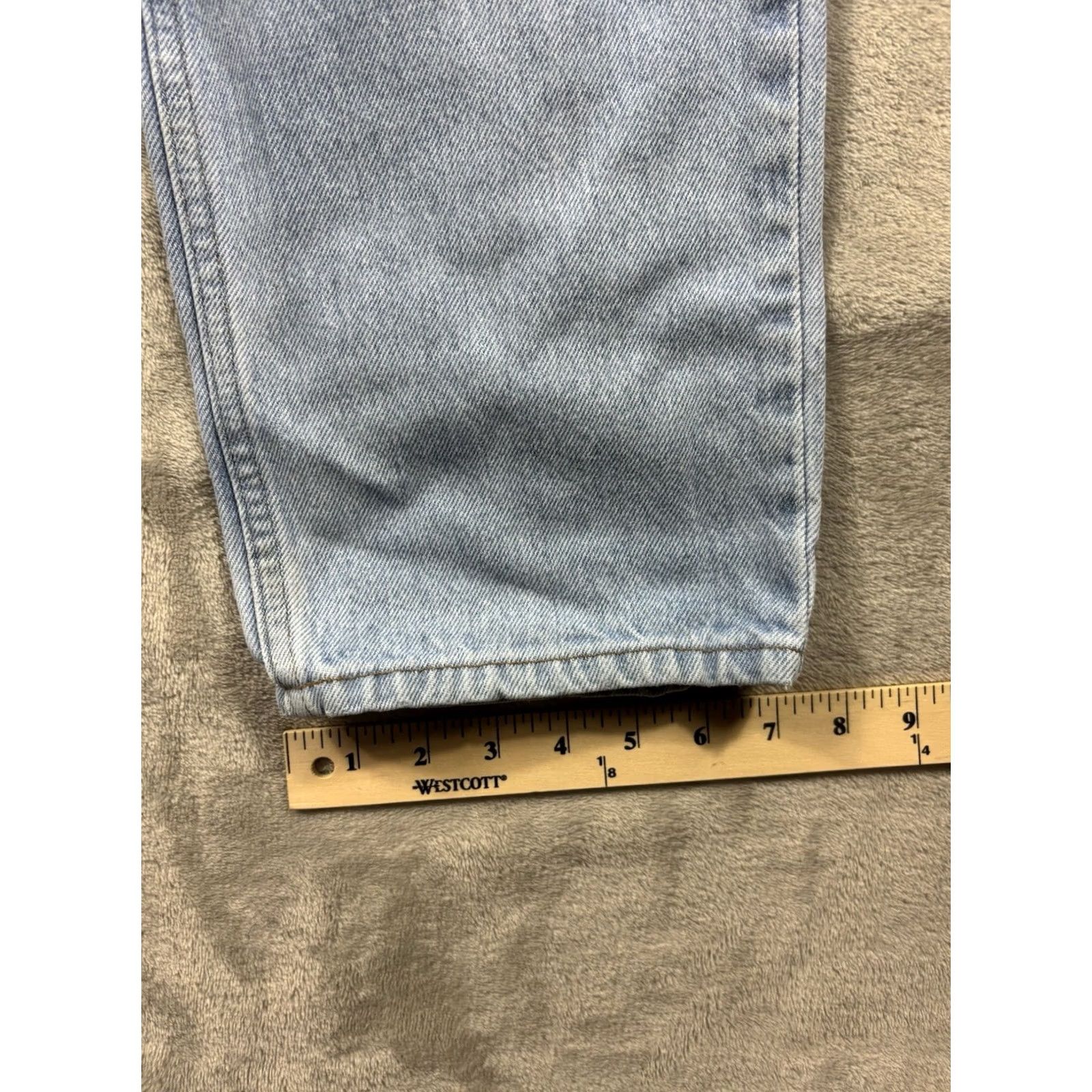 Denime LL Bean Jeans Mens Classic Fit Straight Leg Light Wash Denim 37x32 Blue Cotton Denim Regular Inseam 32 Mens Jeans Size US 37 - 4 Thumbnail