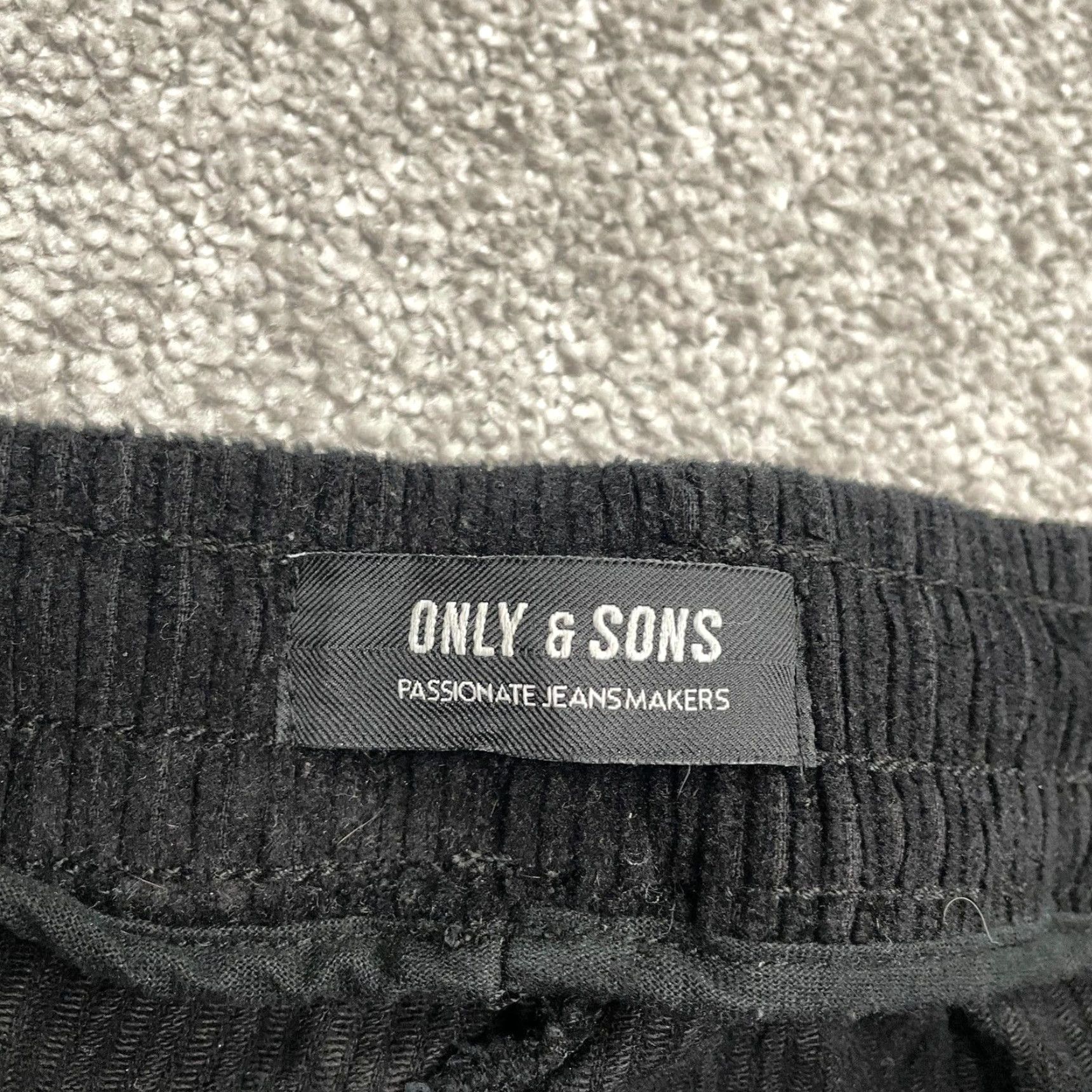 ONLY & SONS Only and Sons Corduroy Pants Mens 35x26 Black Straight Leg Organic Cotton Medium Size US 31 - 3 Thumbnail