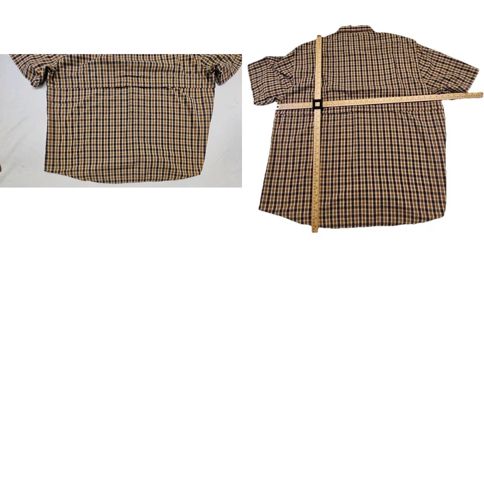 Vintage Mens 3XL Plaid Utility Shirt Short Sleeve Brown Blue Button Down Collared Cotton Outdoor Pockets Size US XXL / EU 58 / 5 - 8 Thumbnail