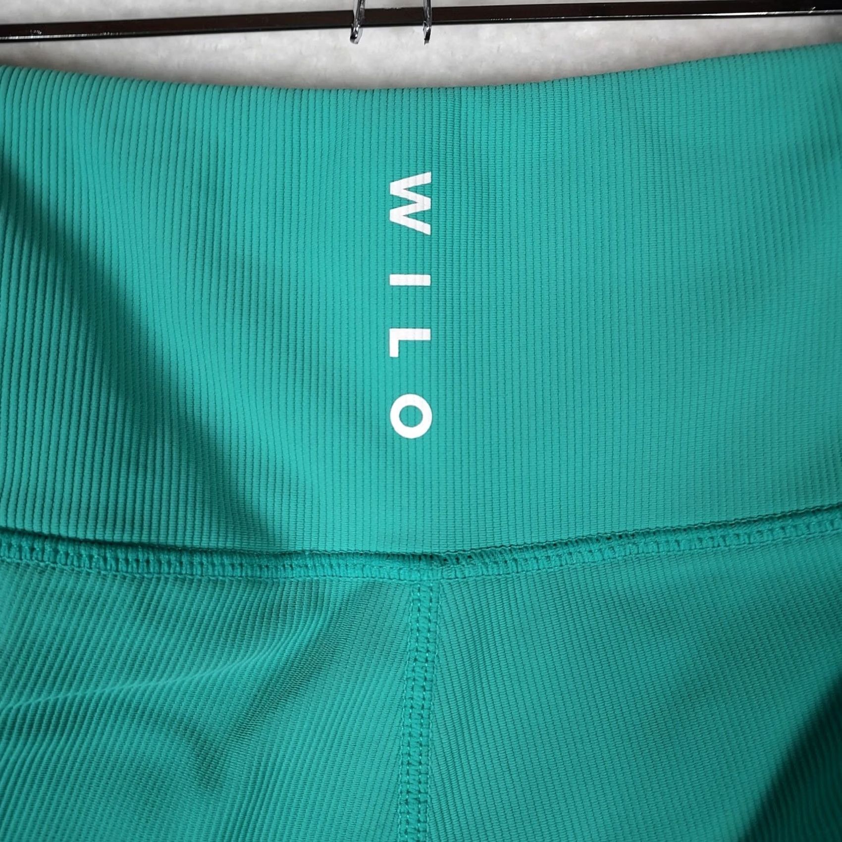 Vintage Wilo The Label Biker Shorts Womens M Teal Ruched High Rise Spandex Activewear Gym Training Summer Spring Womens Size 32" / US 10 / IT 46 - 3 Thumbnail