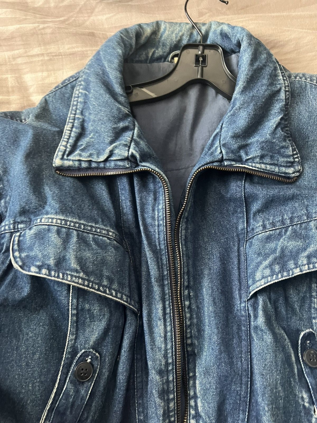 Vintage Vintage Denim Wool Padding Motorcycle Bomber Jacket Size US L / EU 52-54 / 3 - 2 Thumbnail