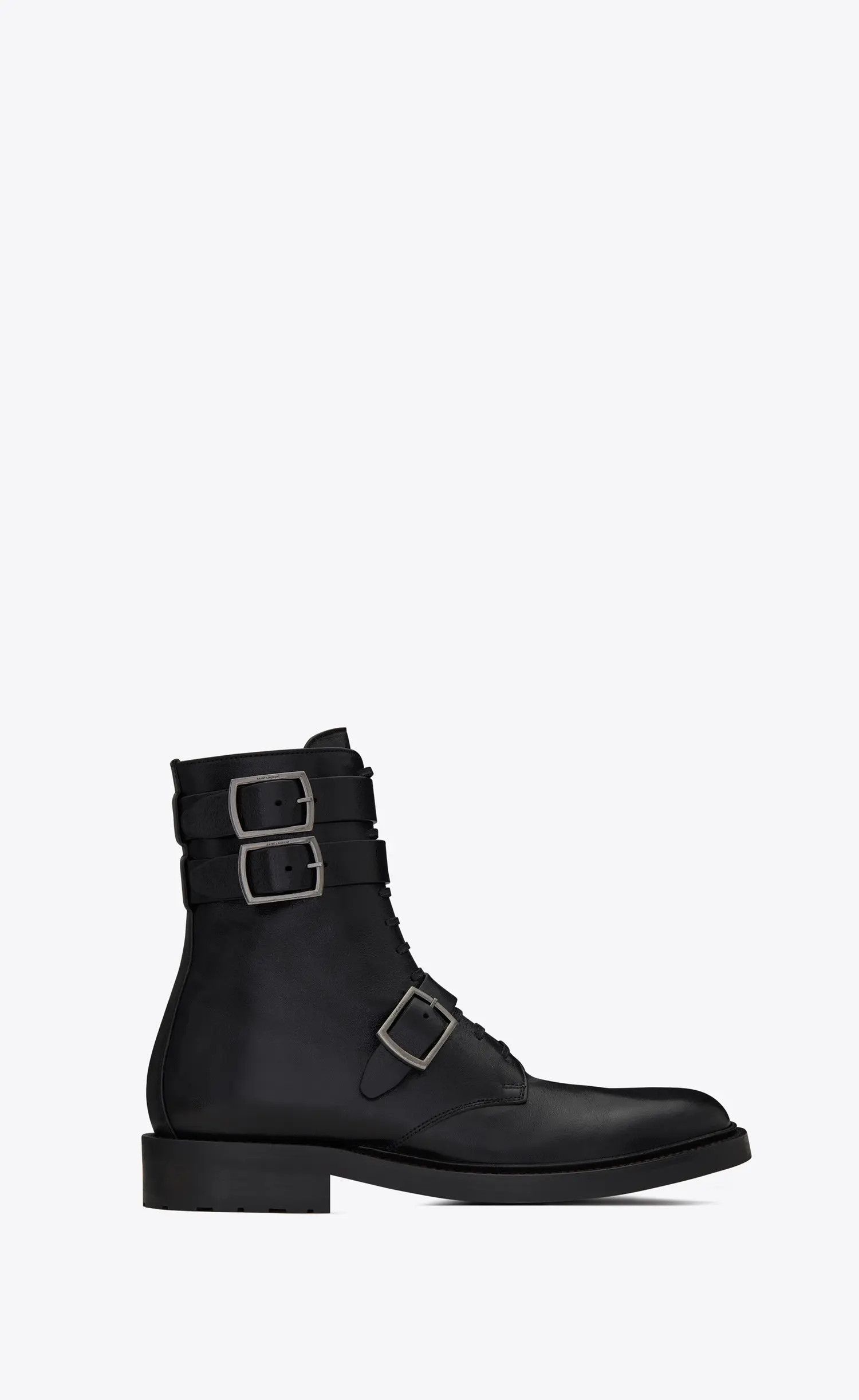 Saint Laurent Paris o1b1hav111224 Army Booties Kangaroo Embossed Leather Black Size US 10 / IT 40 - 1 Thumbnail