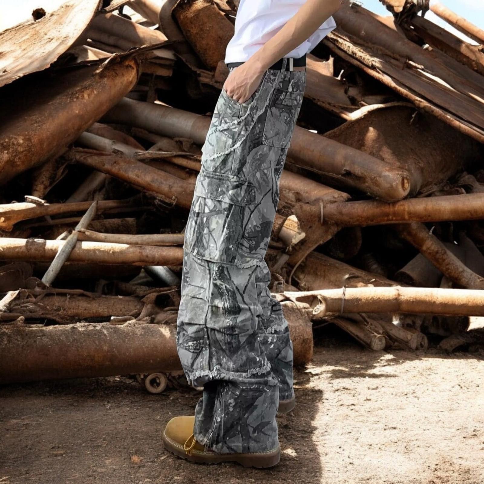 Vintage Multi Pocket Cargo Camo Pants Size US 30 / EU 46 - 3 Thumbnail