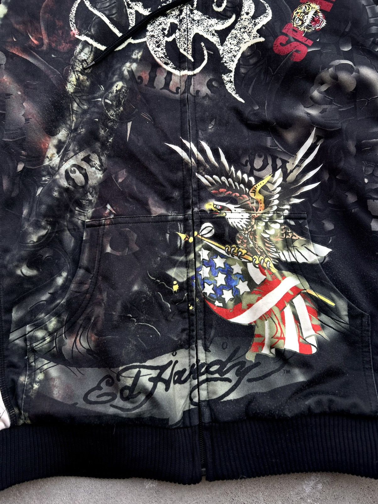Ed Hardy CRAZY VINTAGE ED HARDY LOS ANGELES ZIPPER HOODIE Size US L / EU 52-54 / 3 - 6 Thumbnail