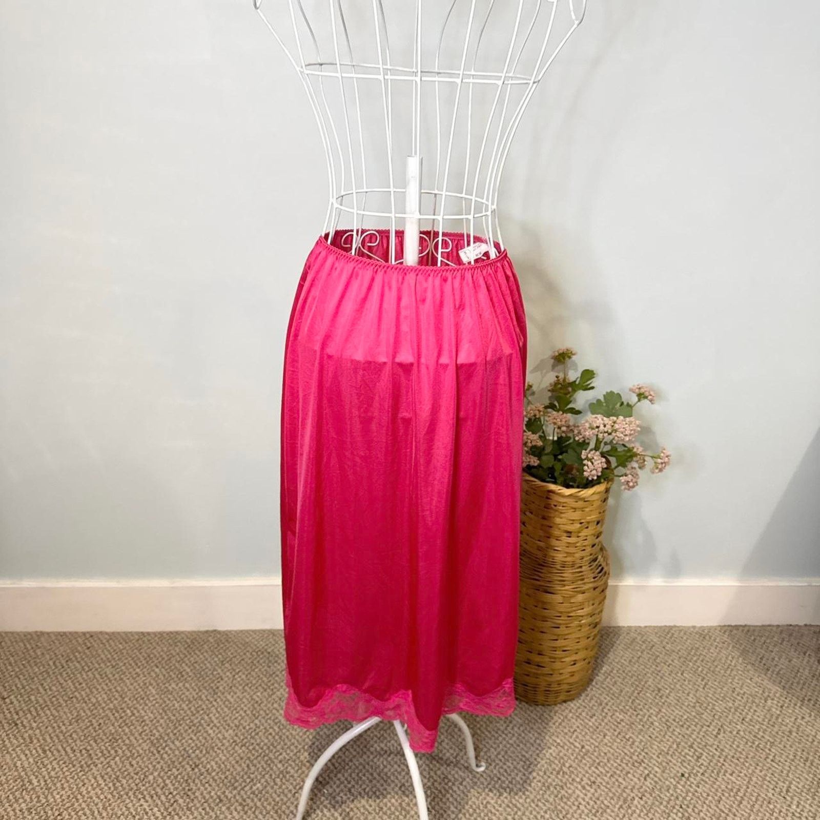 Other Stunning vintage hot pink slip skirt Size 23" - 5 Thumbnail
