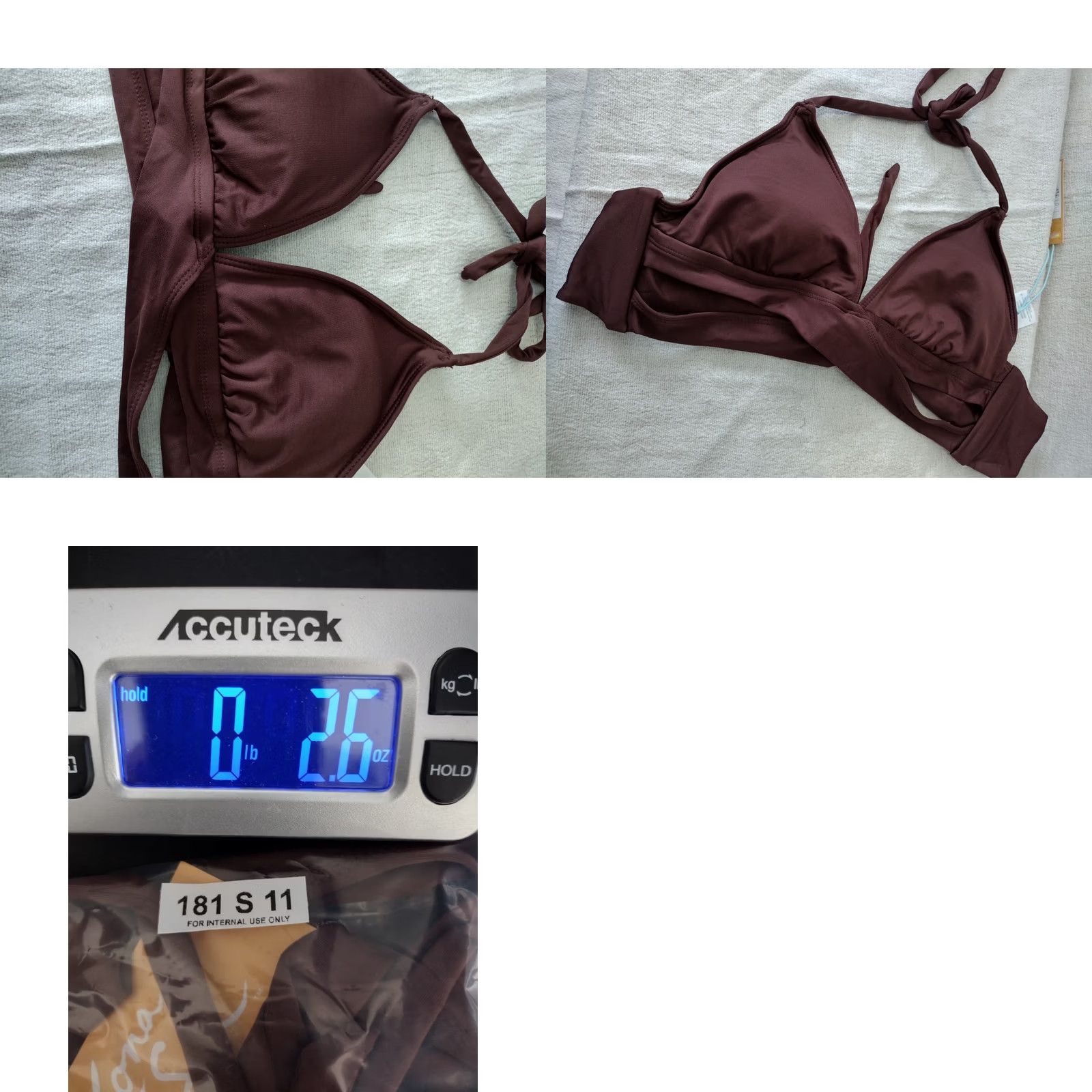 Vintage Kona Sol Bikini Top Women S Brown Halter Adjustable Strap Faux Wrap 4-6 Solid Royal Theme Size S / US 4 / IT 40 - 8 Thumbnail