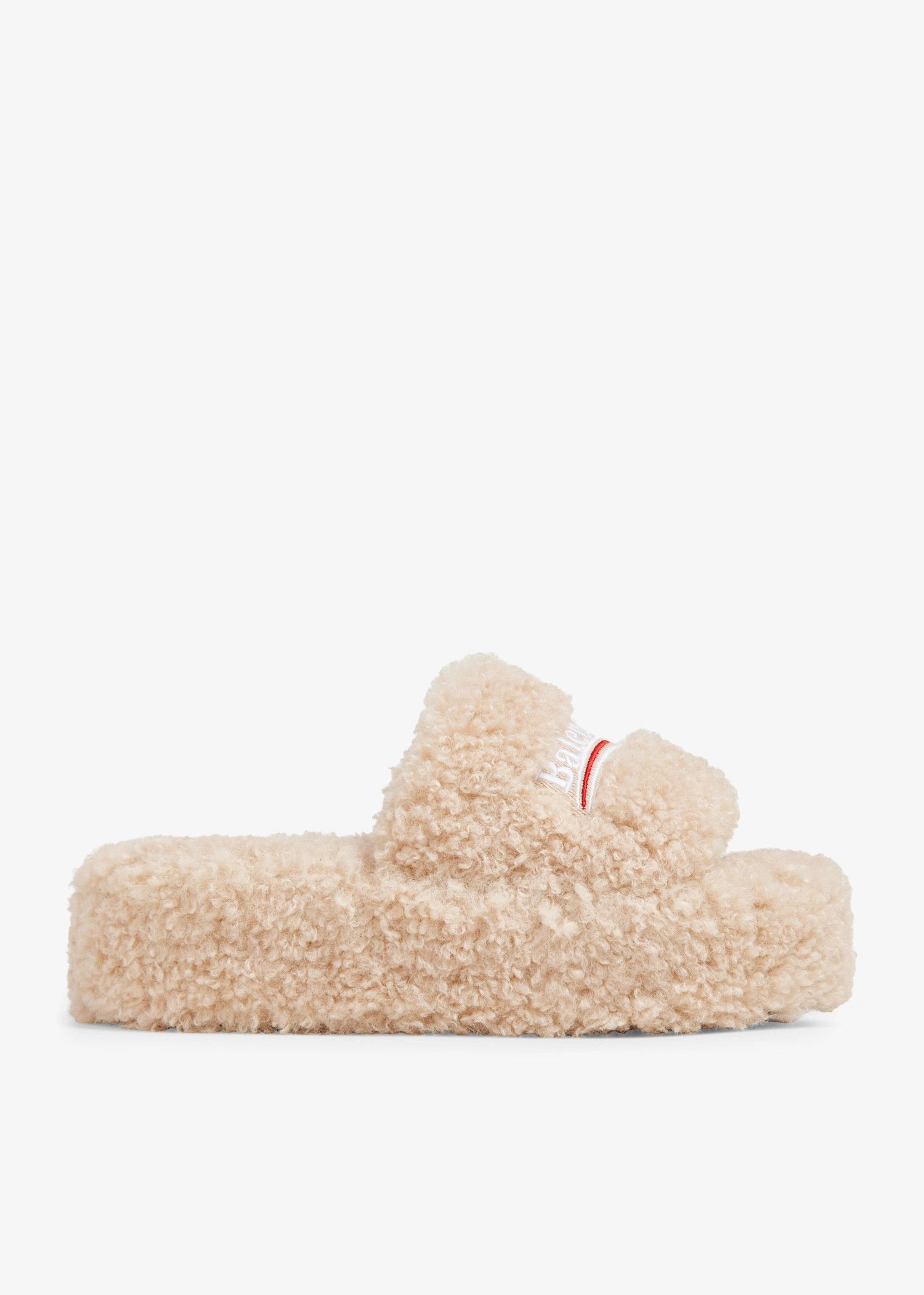 Balenciaga o1srvl11e0426 Furry Platform Sandals in Beige Size US 8 / IT 38 - 1 Thumbnail