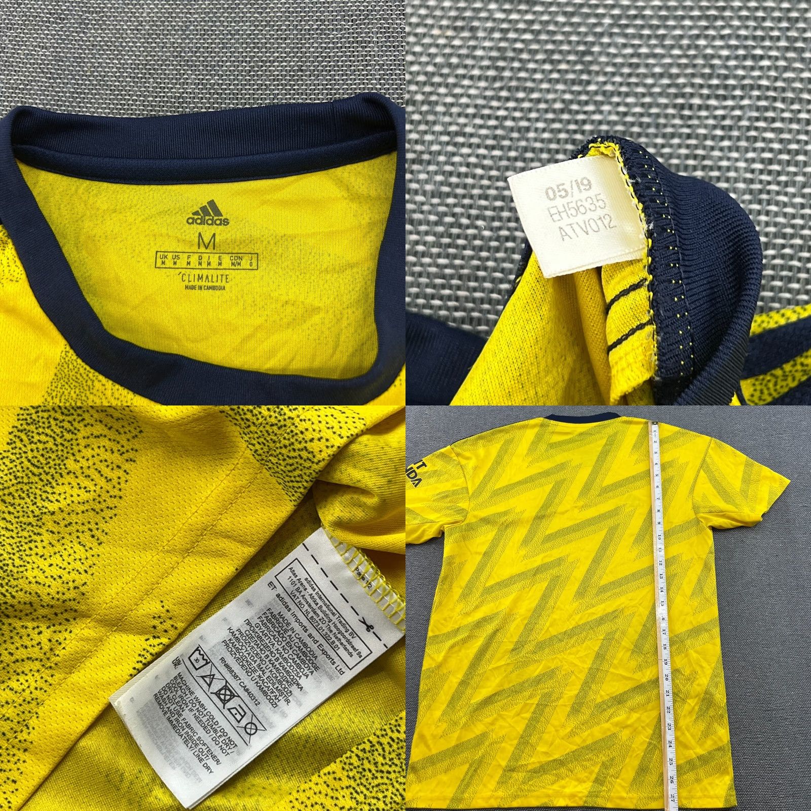 Adidas Arsenal Away Football Jersey Mens M Adidas Shirt Adult Yellow 2019 2020 Sports Football Moisture Wicking Quick Dry Shirt Size US M / EU 48-50 / 2 - 8 Thumbnail