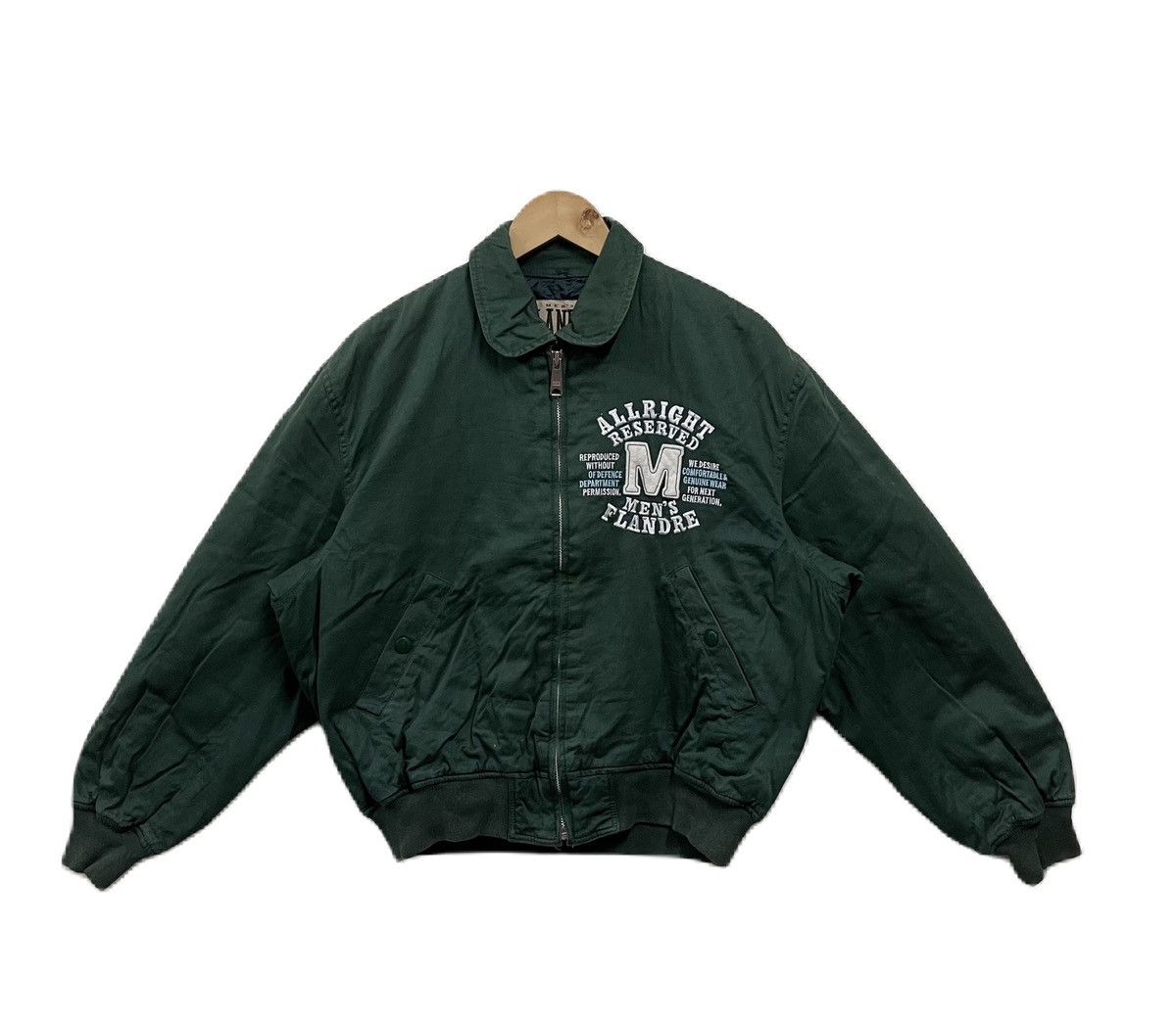 image of Toyo Enterprises x Vintage 80's Mens Flandre Bomber Jacket Zipper in Green (Size Medium)