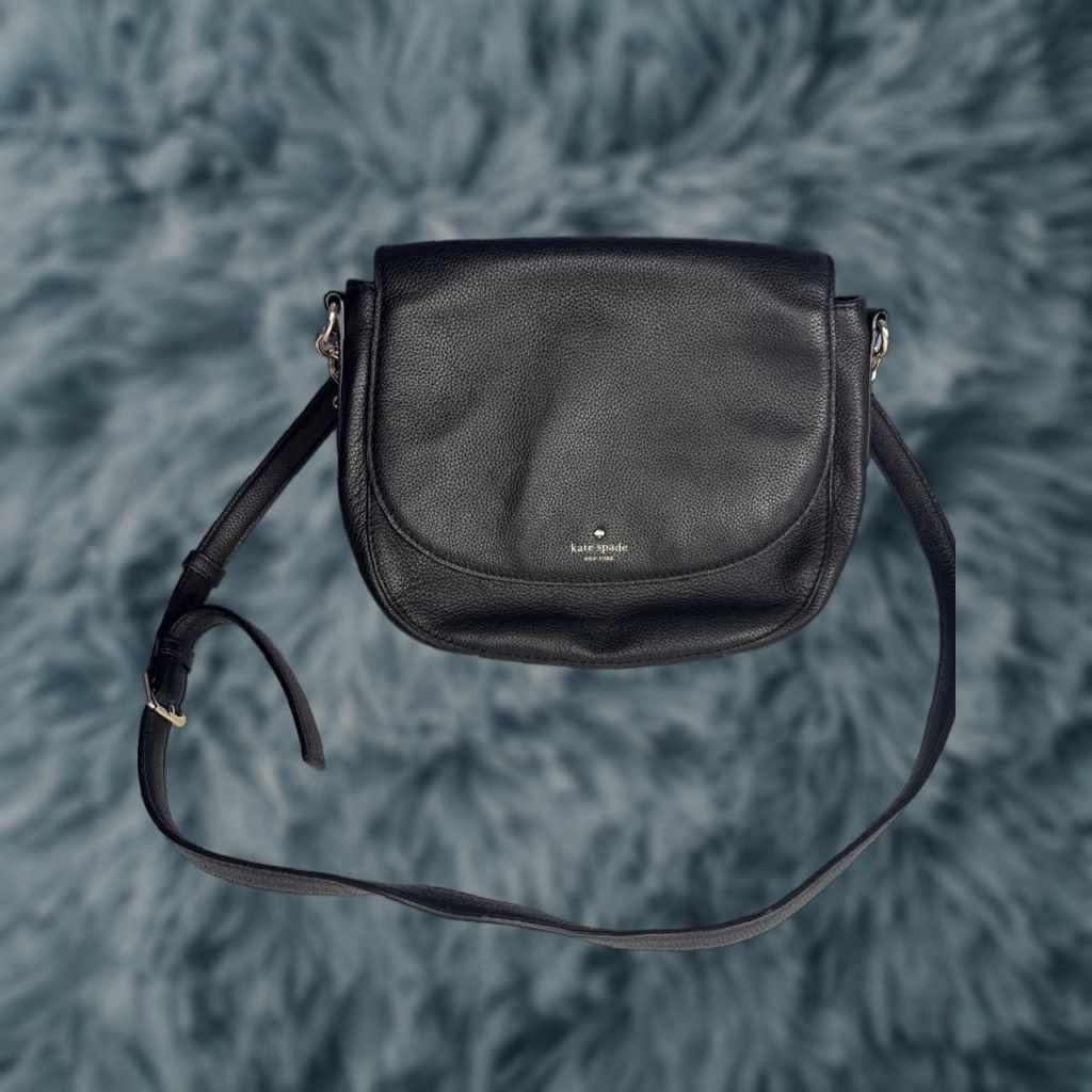 Vintage VINTAGE Kate Spade Crossbody Bag Black Leather Pebbled Gold Hardware Womens Purse Size ONE SIZE - 1 Thumbnail