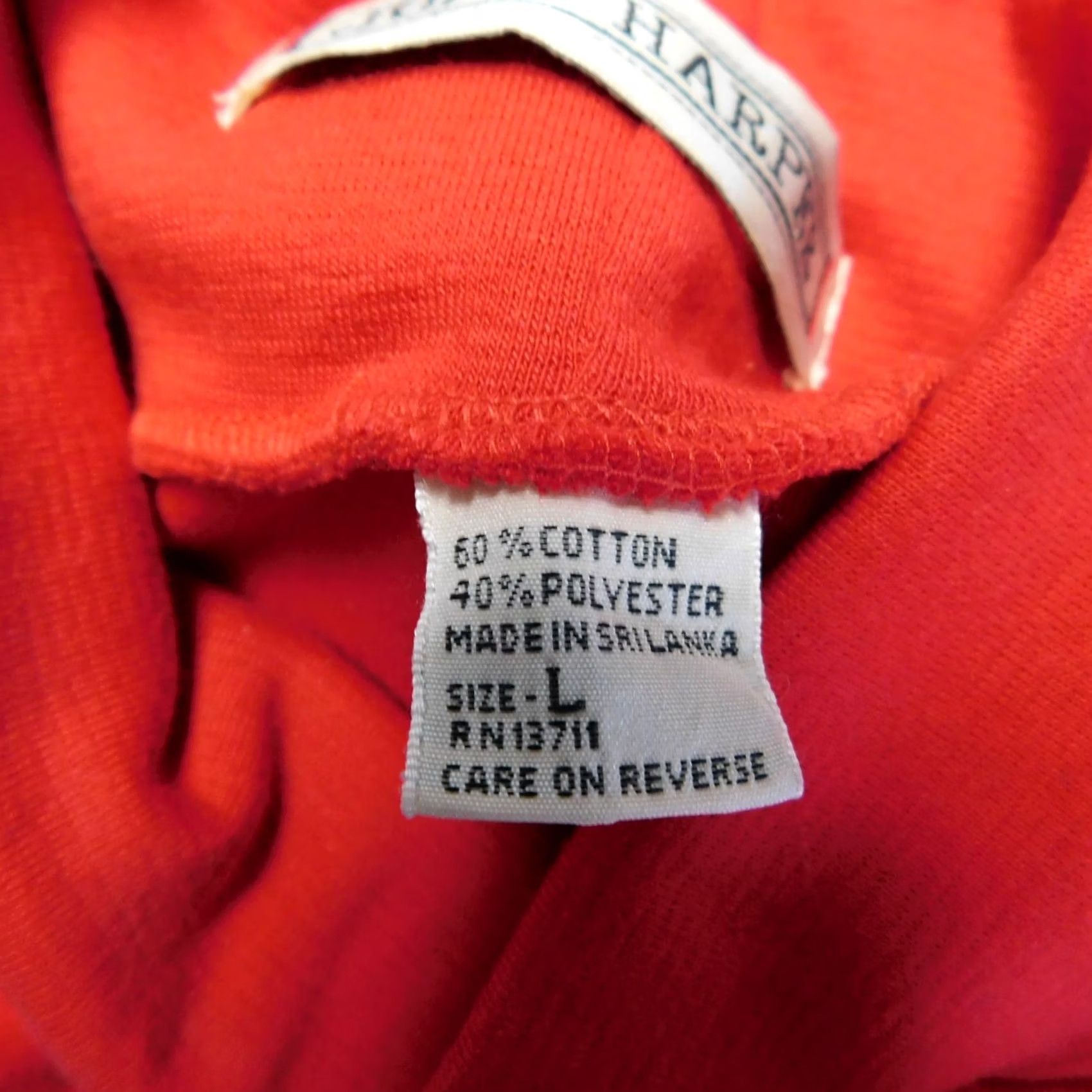 Vintage HARPER Long Sleeve Turtleneck Top Red L Women Vintage Cotton Blend Knit Blouse Basic Casual 1796 Size L / US 10 / IT 46 - 4 Thumbnail