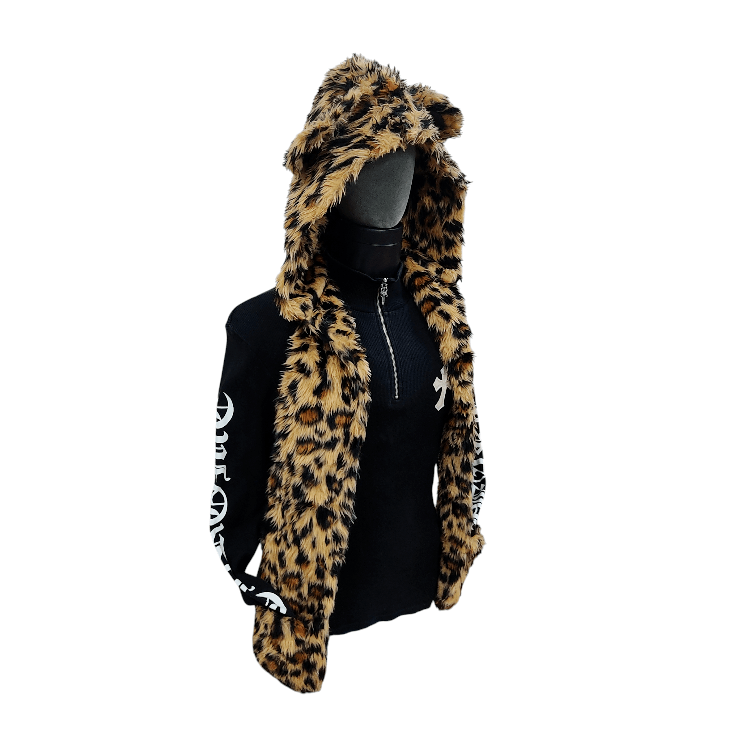 Beauty Beast Glad News Fur Leopard Hat Scarf with Muffs Size ONE SIZE - 2 Thumbnail