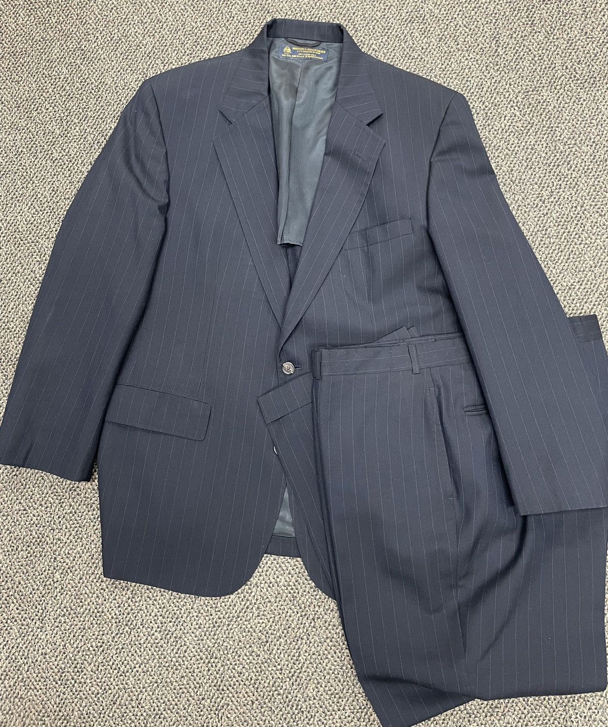 Brooks Brothers × Vintage Subtle Pinstripe Wool Suit Size 46R - 7 Thumbnail