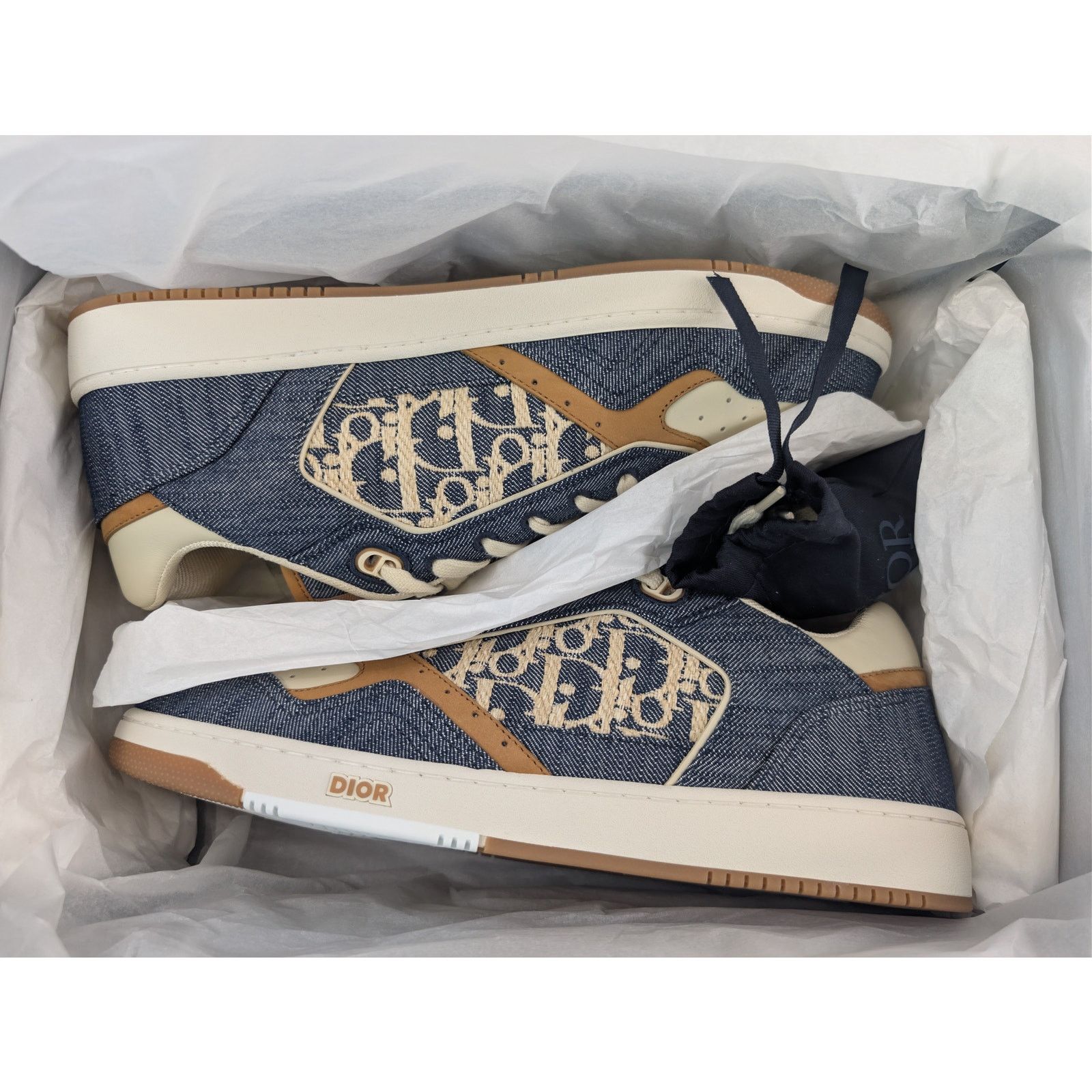 Dior o1rshd1 B27 Raffia Denim Uptown Low-Top Sneaker Blue/Brown Size US 13 / EU 46 - 22 Thumbnail