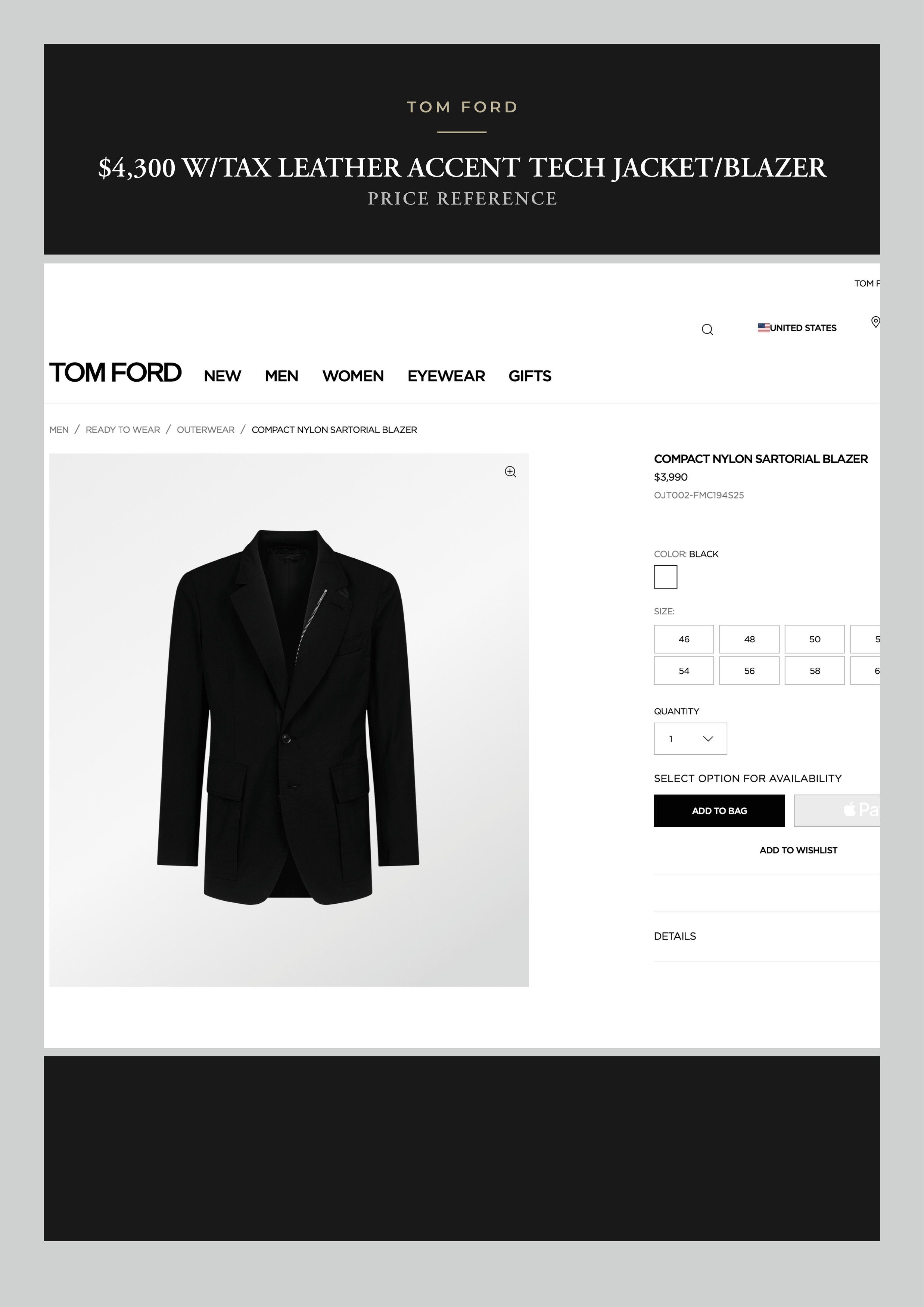 Tom Ford Rare TOM FORD’s Personal Fave $4,300 w/tax Tech Blazer Size US L / EU 52-54 / 3 - 7 Thumbnail
