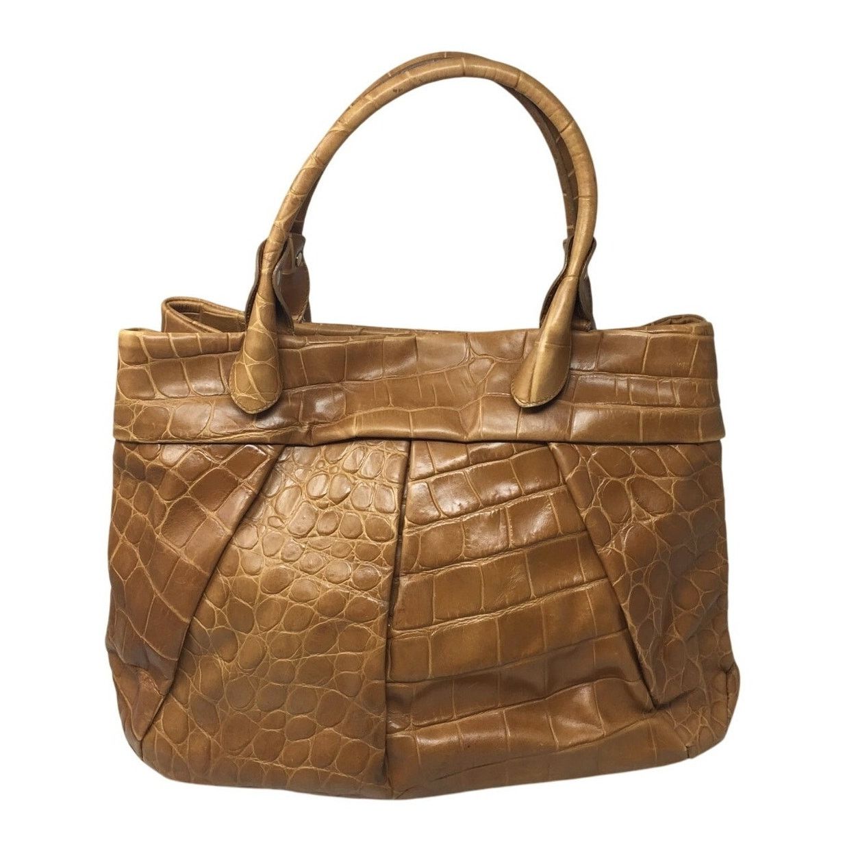 Furla FURLA Croc Embossed Camel Colored Leather Bag Size ONE SIZE - 1 Thumbnail