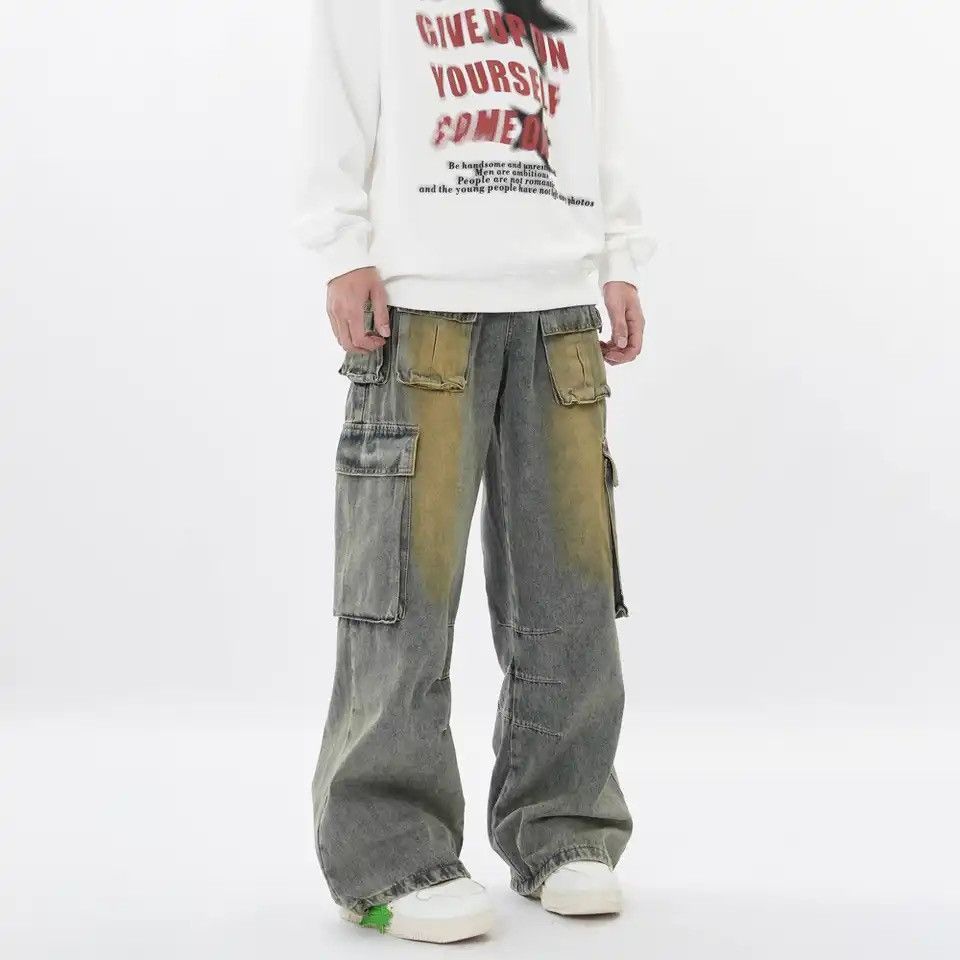 Japanese Brand × Vintage Cargo Jeans Men Big Pocket Loose Size US 31 - 2 Thumbnail