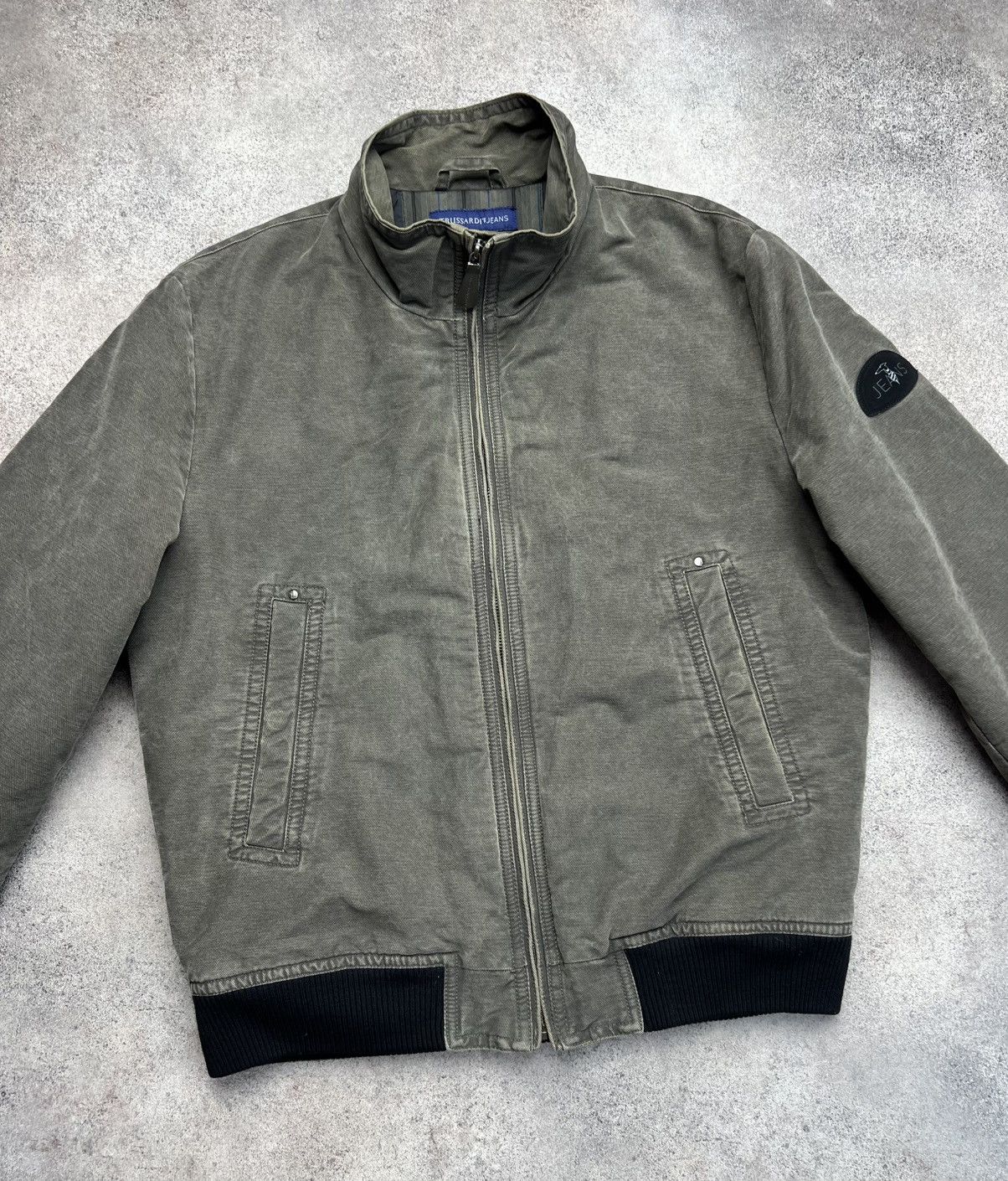 Trussardi × Vintage Trussardi vintage faded khaki bomber jacket Size US L / EU 52-54 / 3 - 3 Thumbnail