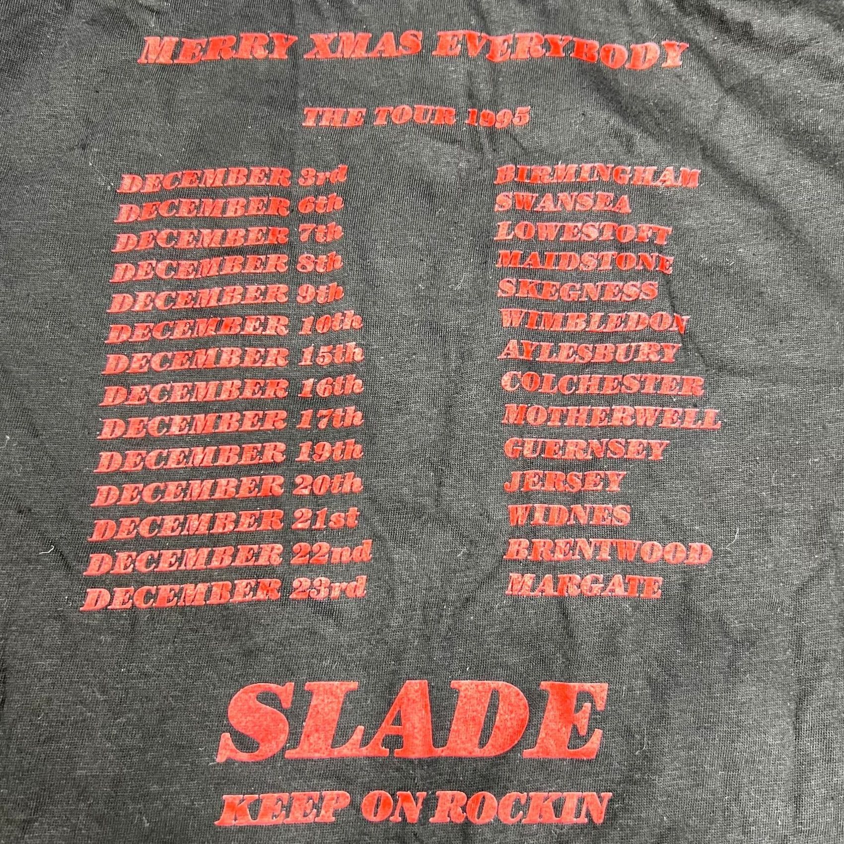 Vintage Slade Merry Xmas Everybody Tour 1995 Vintage T-Shirt XL Black Graphic Tee 1990s Mens Size US XL / EU 56 / 4 - 6 Thumbnail