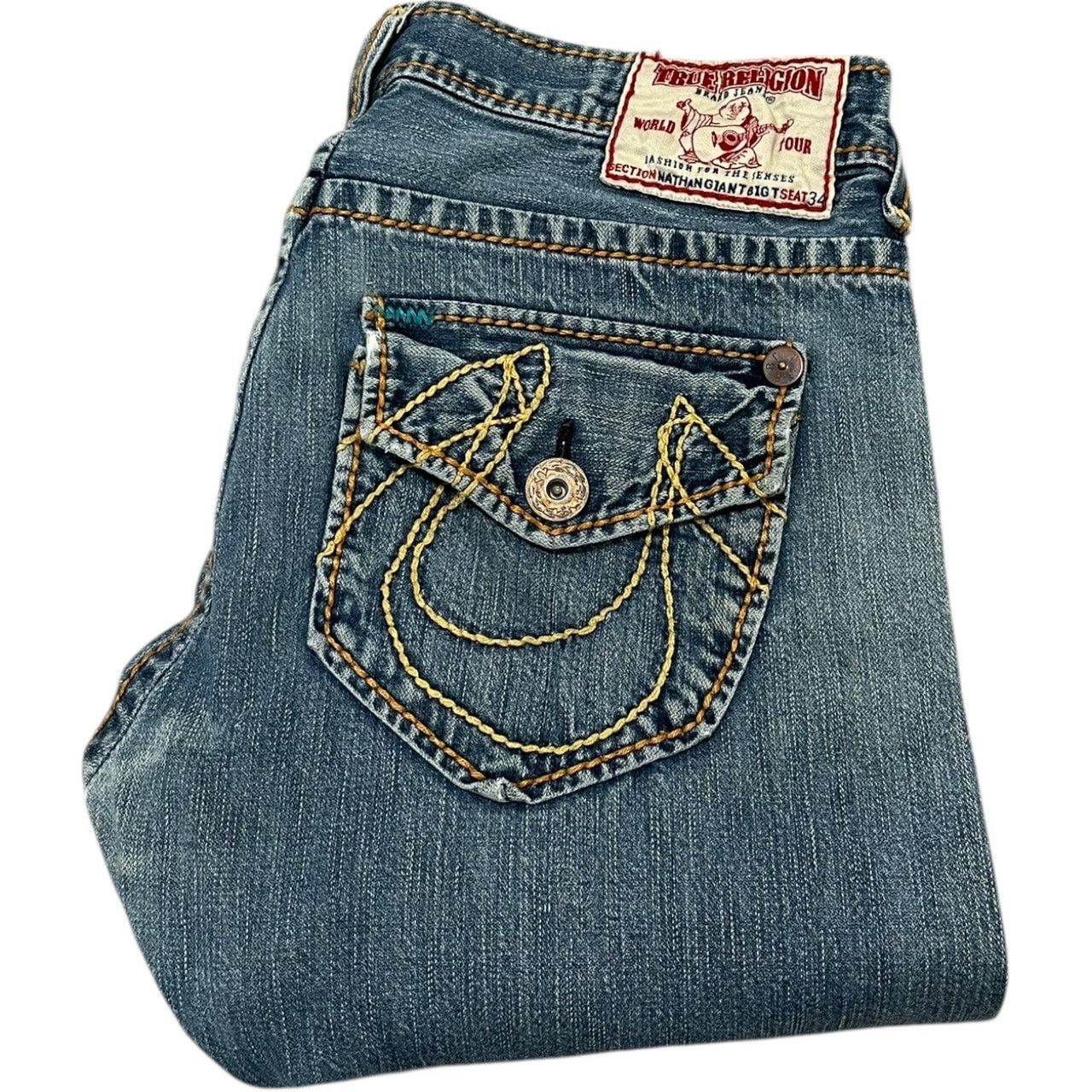 True Religion Nathan Big T Abstract Stitch Y2K Jeans
