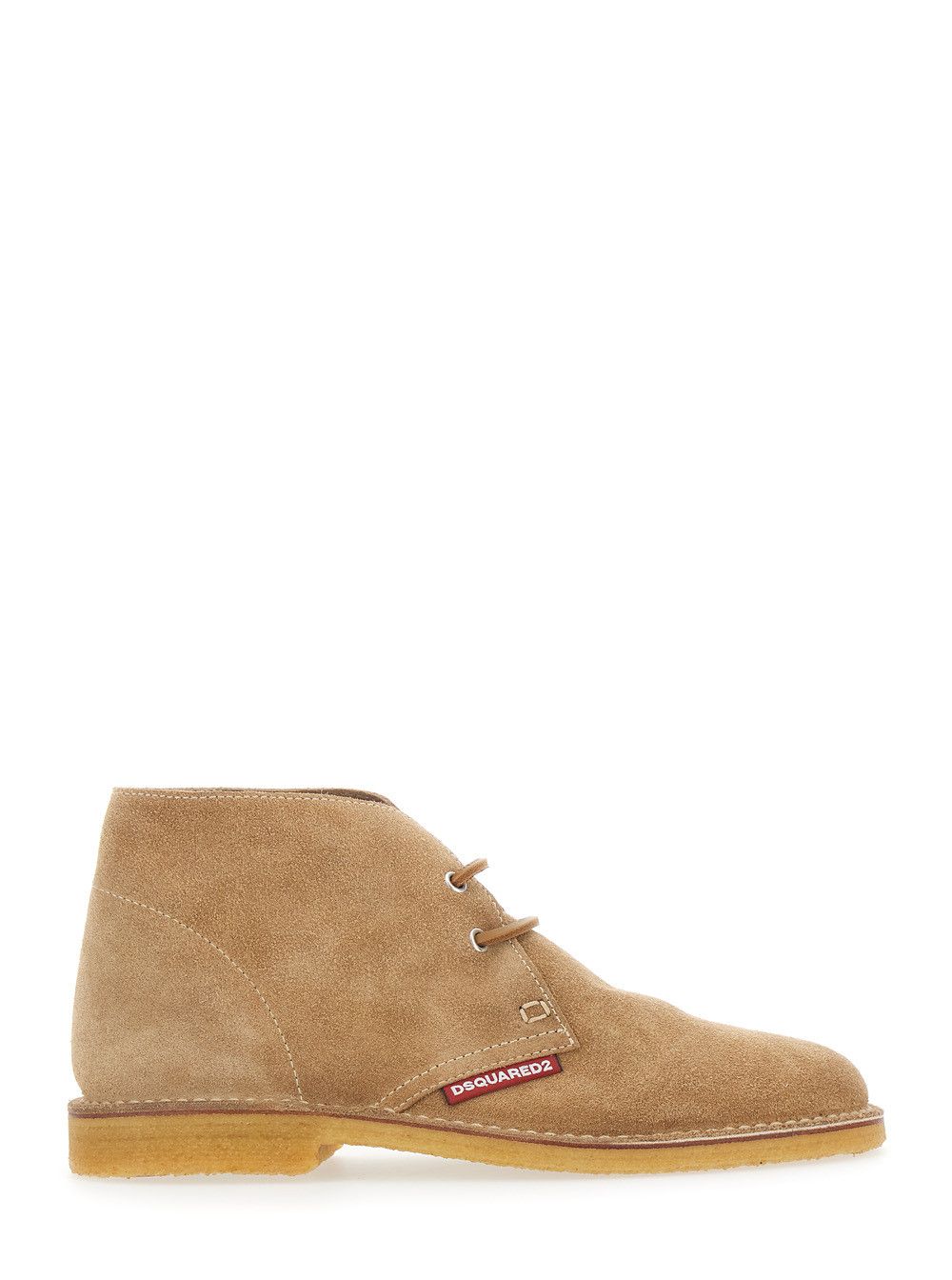 Dsquared2 Beige Suede Lace-Up Shoes with Logo Patch on the Side for Men Size US 9 / EU 42 - 1 Thumbnail