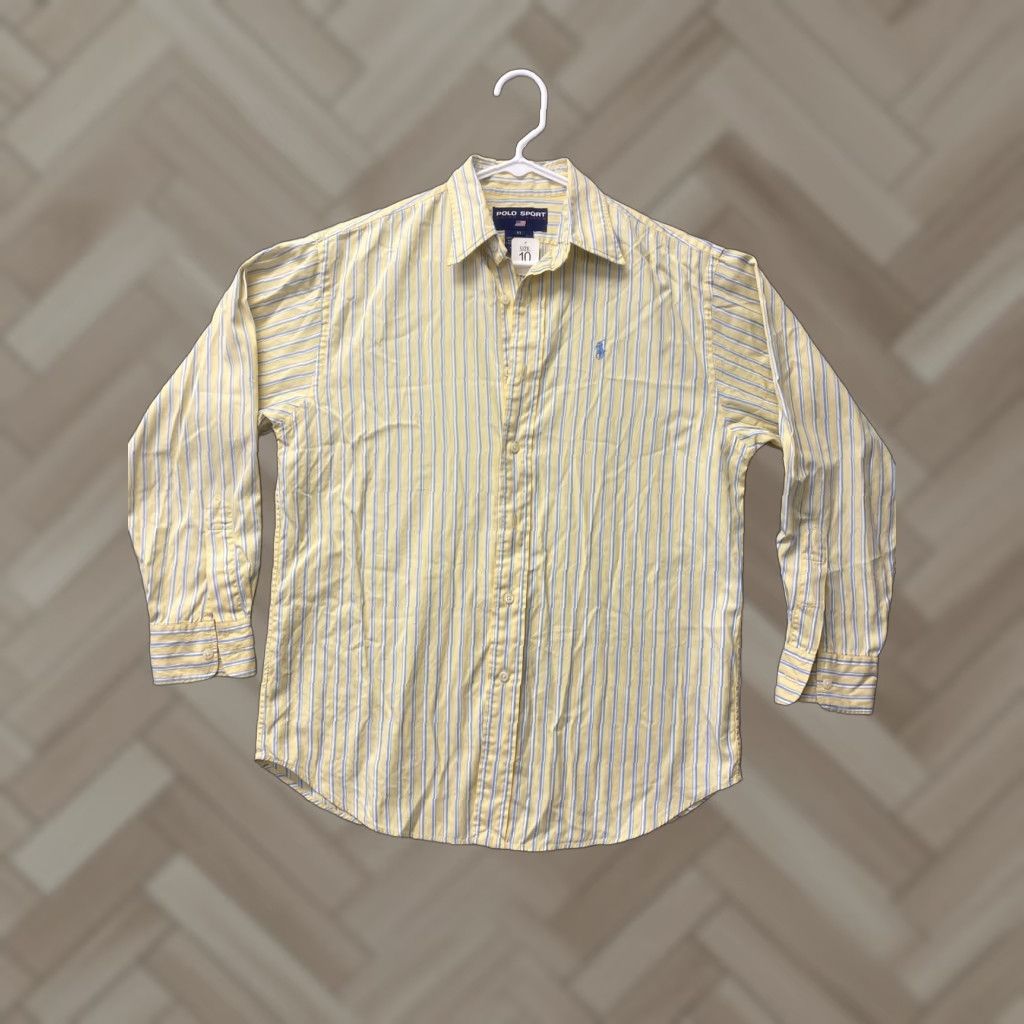 Polo Ralph Lauren Polo Ralph Lauren Shirt Men Button-Up Striped Yellow/White 10 20/21 Classic Fit Long Sleeve Collared Cotton Embroidered Logo Casual Spring Summer Size US M / EU 48-50 / 2 - 1 Thumbnail
