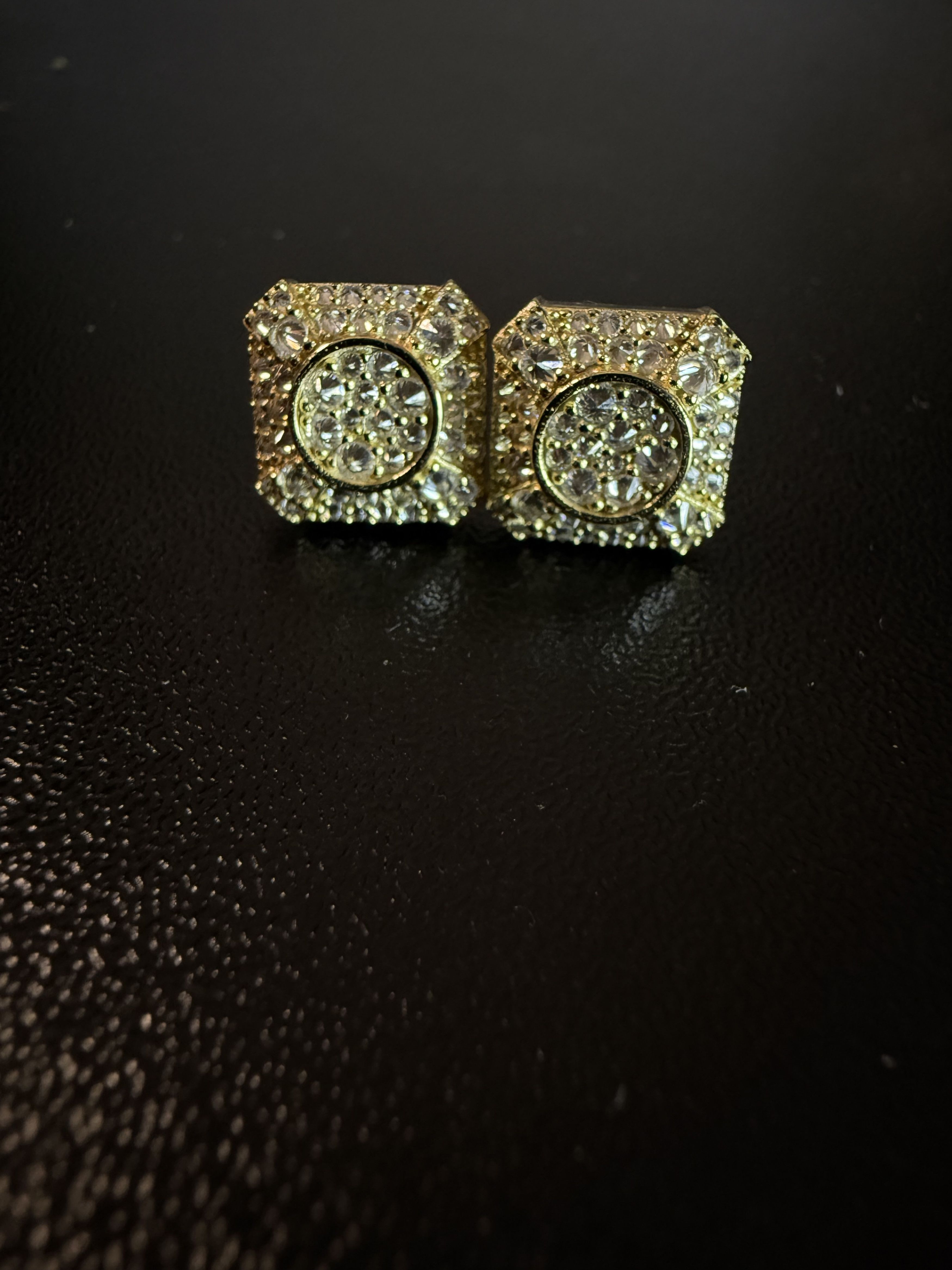 Other Trap Square Halo Studs Moissanite Gold Plated 925s earrings Size ONE SIZE - 7 Thumbnail