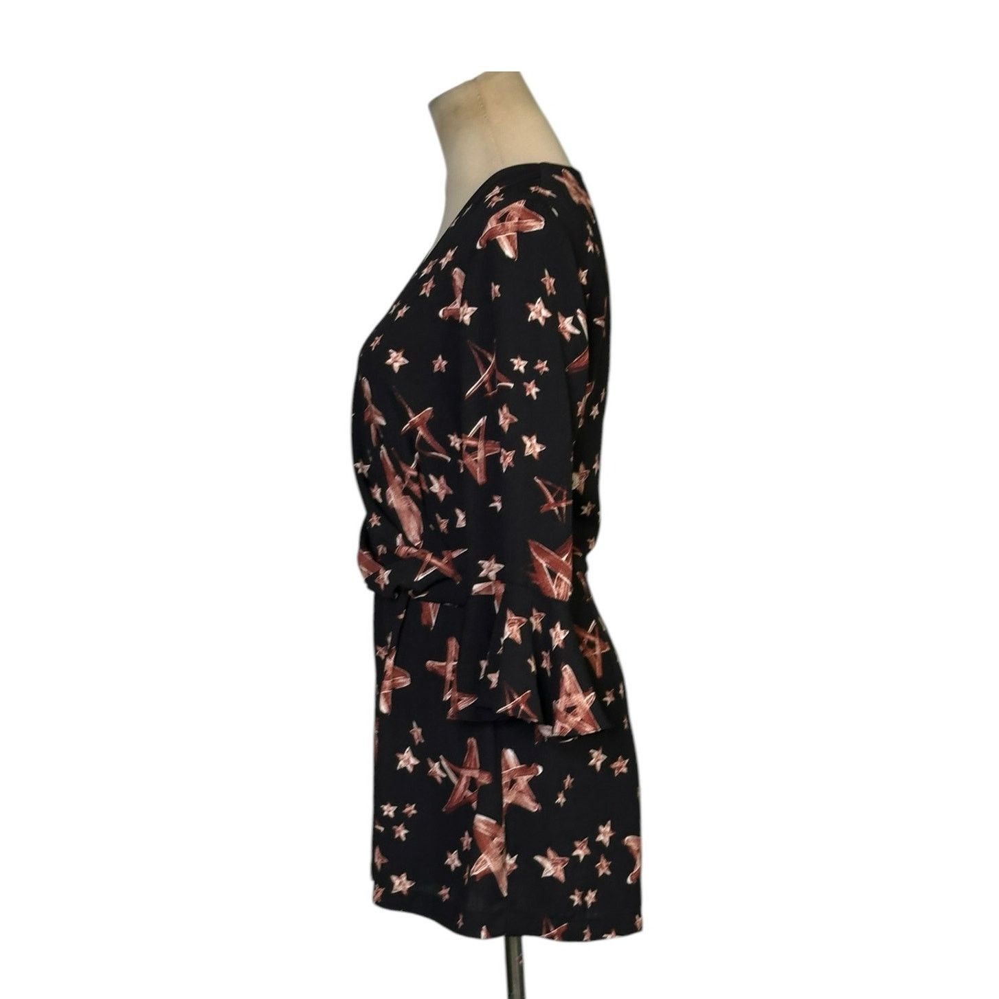 Topshop Topshop black brown stars print 3/4 sleeves romper size 4 Size 27" / US 4 / IT 40 - 7 Thumbnail