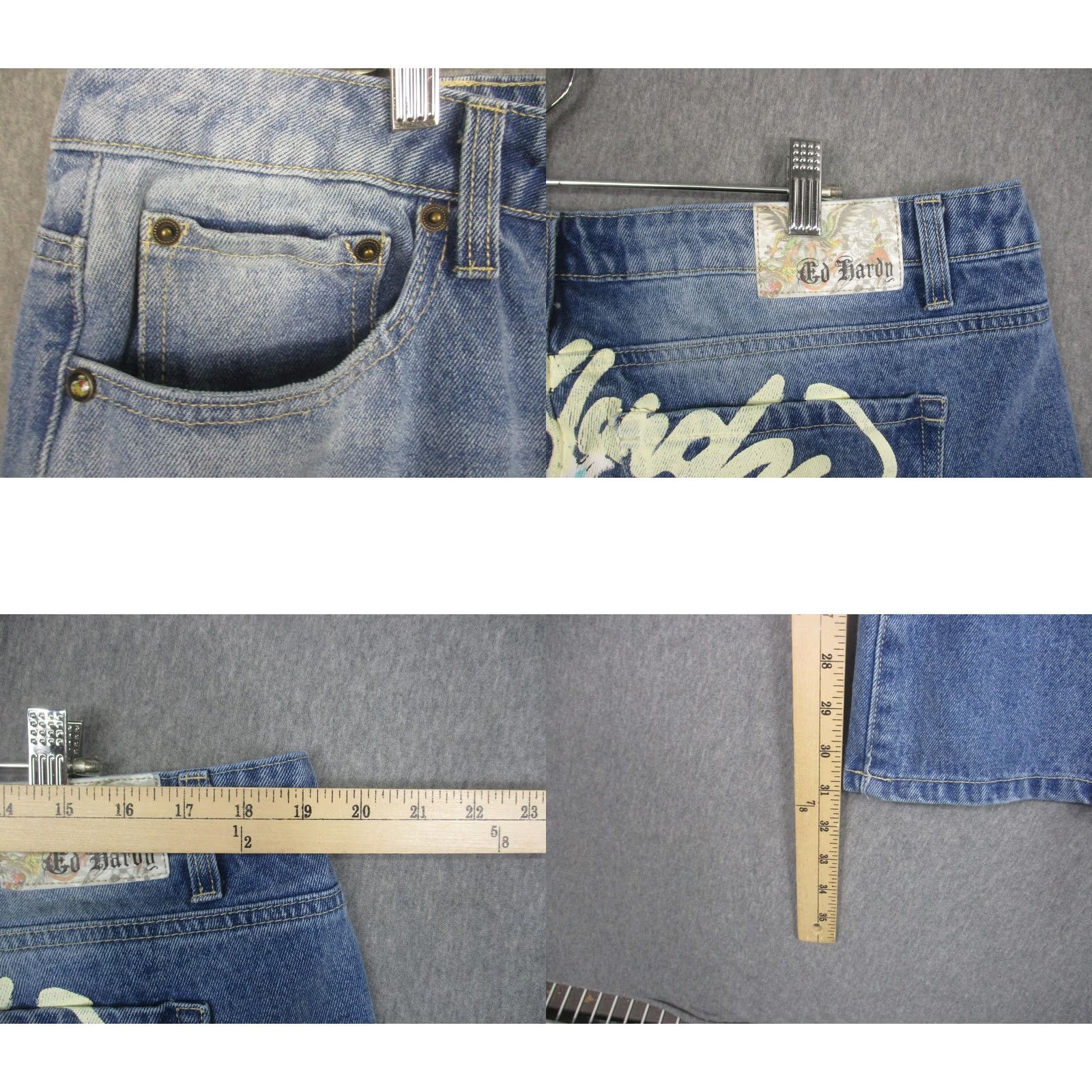 Ed Hardy Ed Hardy Jeans Mens 34x30 Blue Tiger Tattoo Size US 34 / EU 50 - 8 Thumbnail