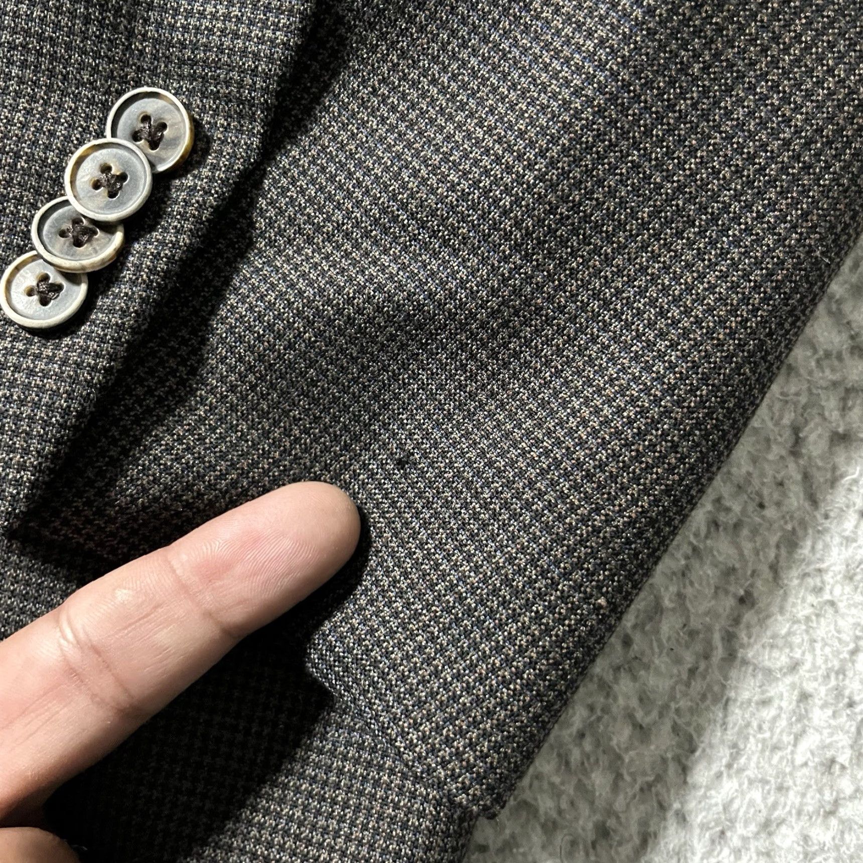 Peter Millar VINTAGE Peter Millar Blazer Men 44 R Brown Wool Houndstooth Union Made USA Button Jacket Size 44R - 2 Thumbnail