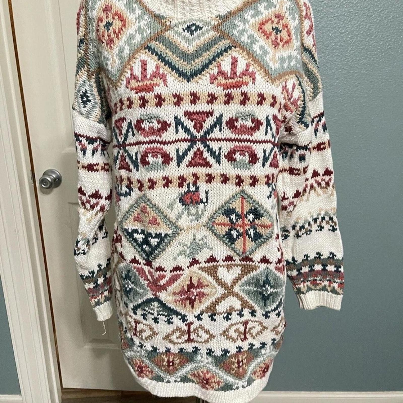 Other White and cream vintage knit sweater dress Size M / US 6-8 / IT 42-44 - 1 Thumbnail