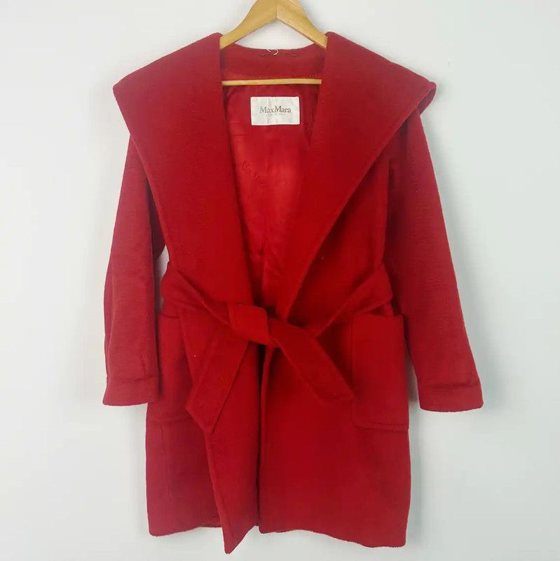 Max Mara MaxMara Red Alpaca Wool Women's Coat 0089 Size ONE SIZE - 1 Thumbnail