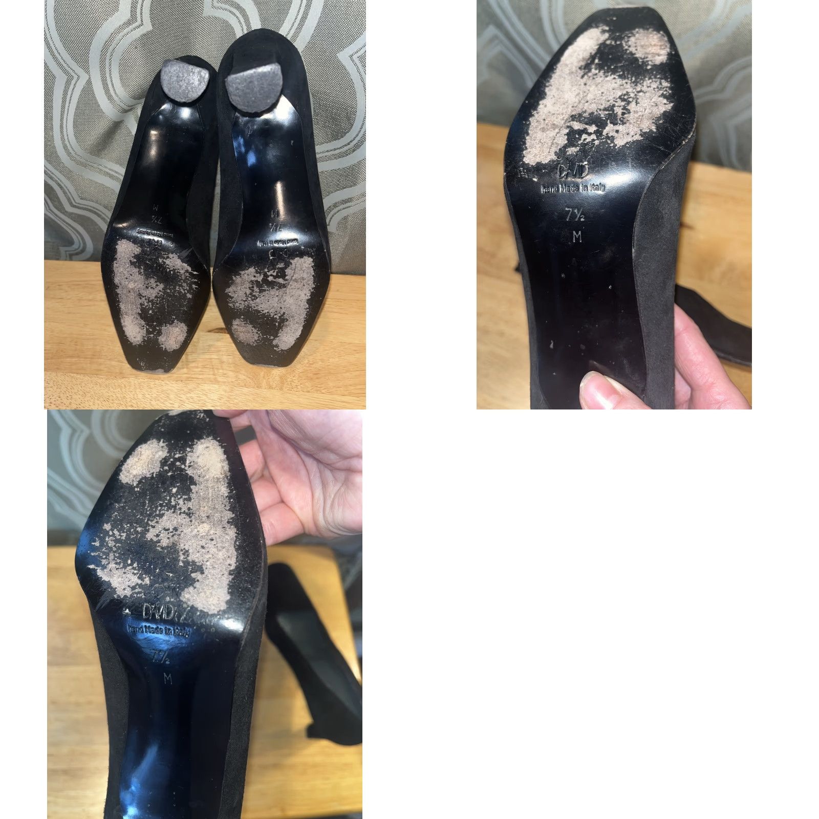 Vintage VINTAGE Joan & David Women's High Heel Pump Square Toe Slip-On Black Suede 7.5M Retro Wedding Formal Dress Shoes Size US 5.5 / IT 35.5 - 8 Thumbnail