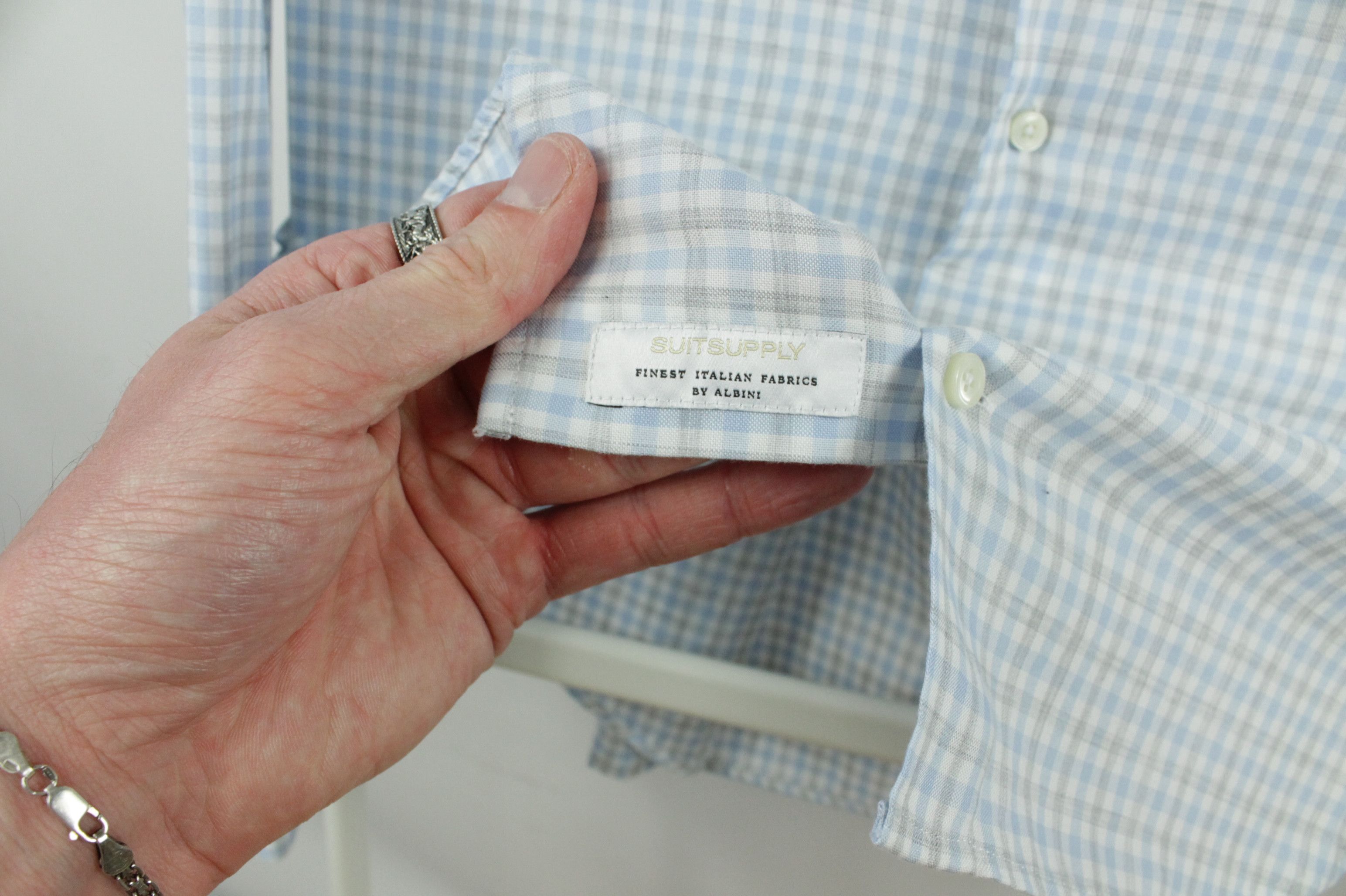 Designer × Suitsupply Suitsupply Albini Egyptian Cotton Slim Fit Plaid Dress Shirt Size US L / EU 52-54 / 3 - 4 Thumbnail