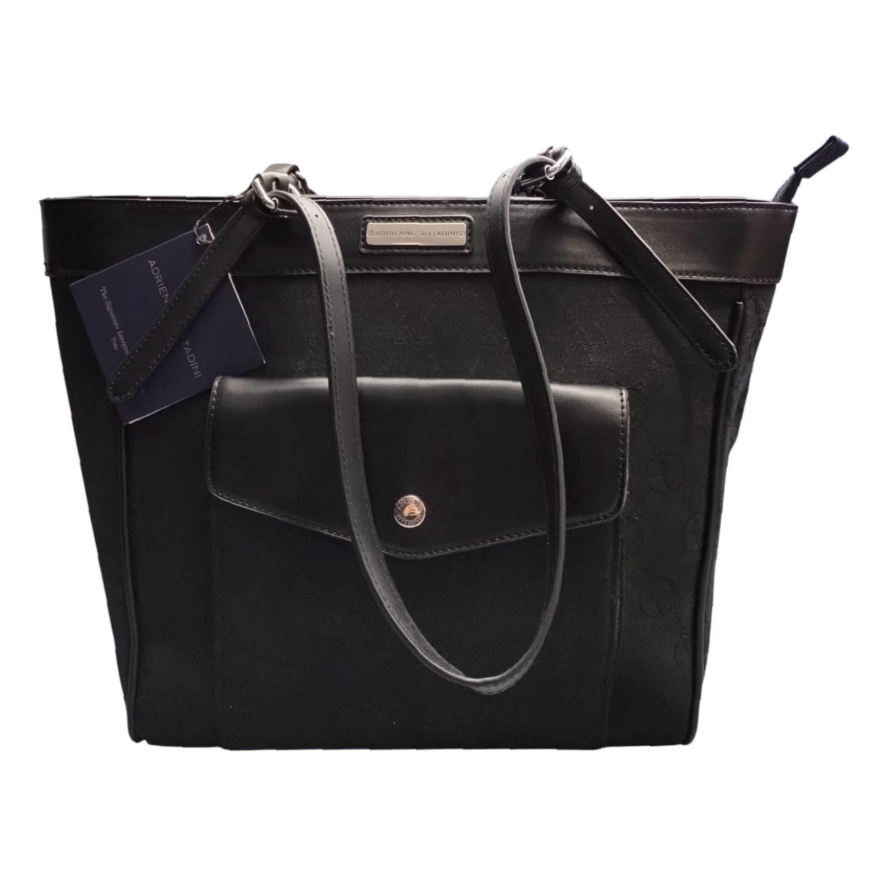 Vintage Adrienne Vittadini Signature Jacquard Collection Tote Bag Womens Black Casual Large Size ONE SIZE - 2 Thumbnail