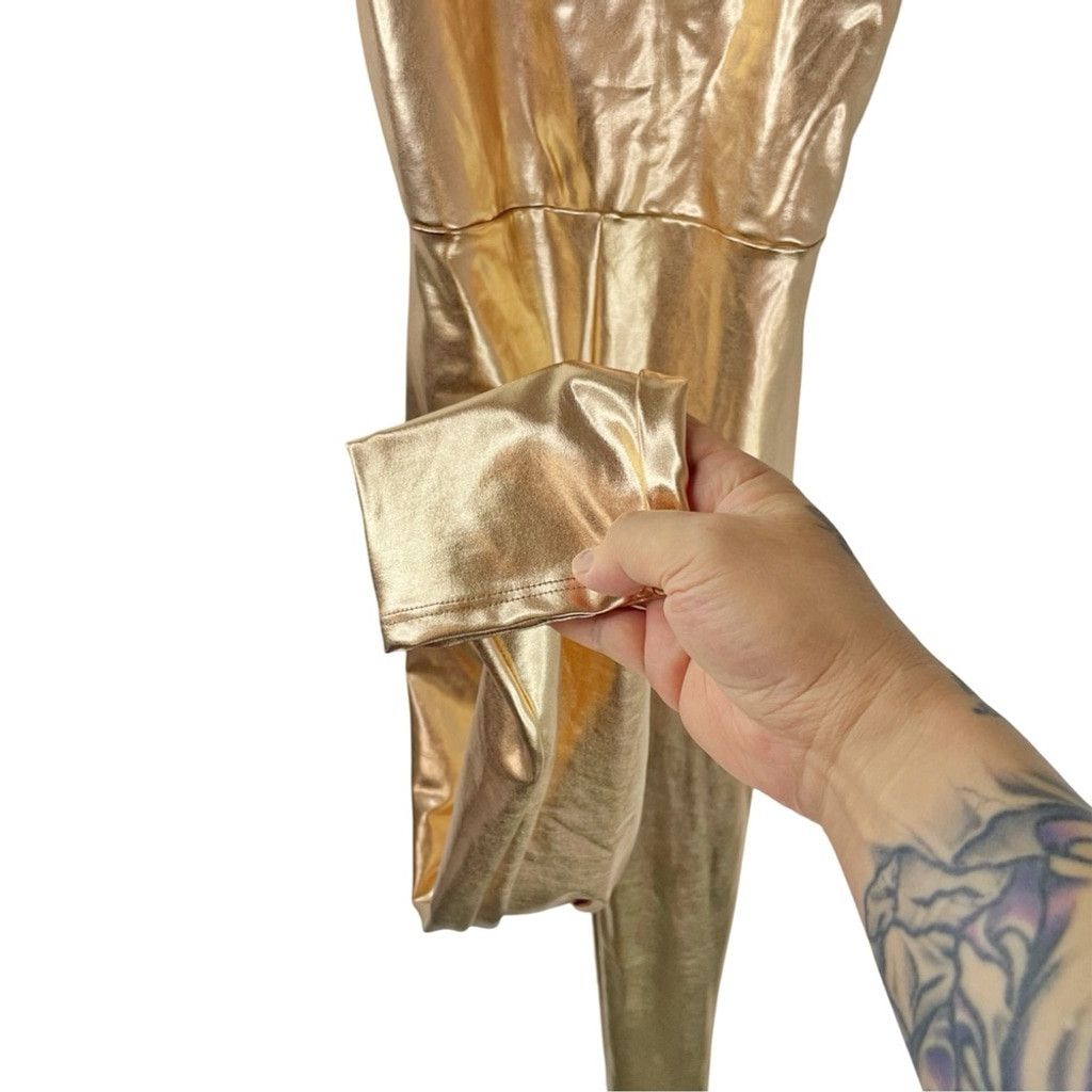 Other DEXIRE Women's Metallic Rose Gold Jumpsuit Stretchy Fabric L Size 34" / US 12 / IT 48 - 4 Thumbnail