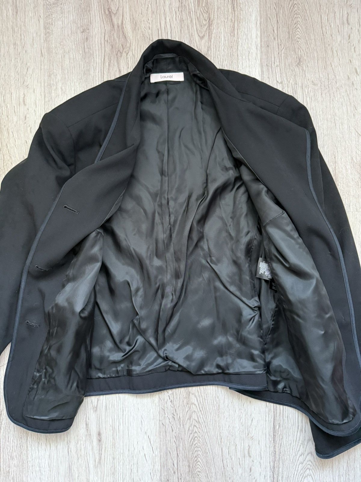 Laurel Laurel Black Virgin Wool Blazer Stitched Line Detail Size 42 Size M / US 6-8 / IT 42-44 - 18 Thumbnail
