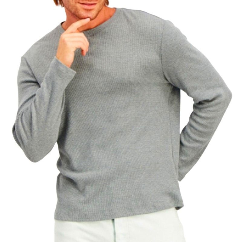 Alfani Alfani Knit Textured Crew Neck Long Sleeve Shirt Oxf Heather Size US M / EU 48-50 / 2 - 1 Thumbnail