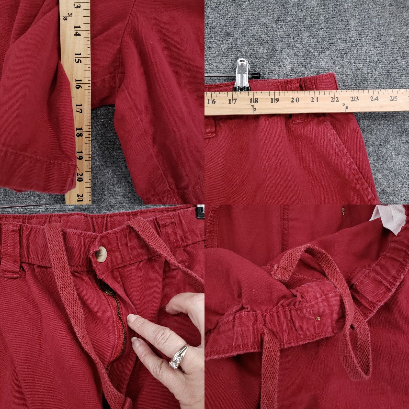 Vintage KINGSIZE Cargo Shorts Mens Big 3XLB Red Flat Front Utility Pocket Drawstring Size US 39 - 8 Thumbnail