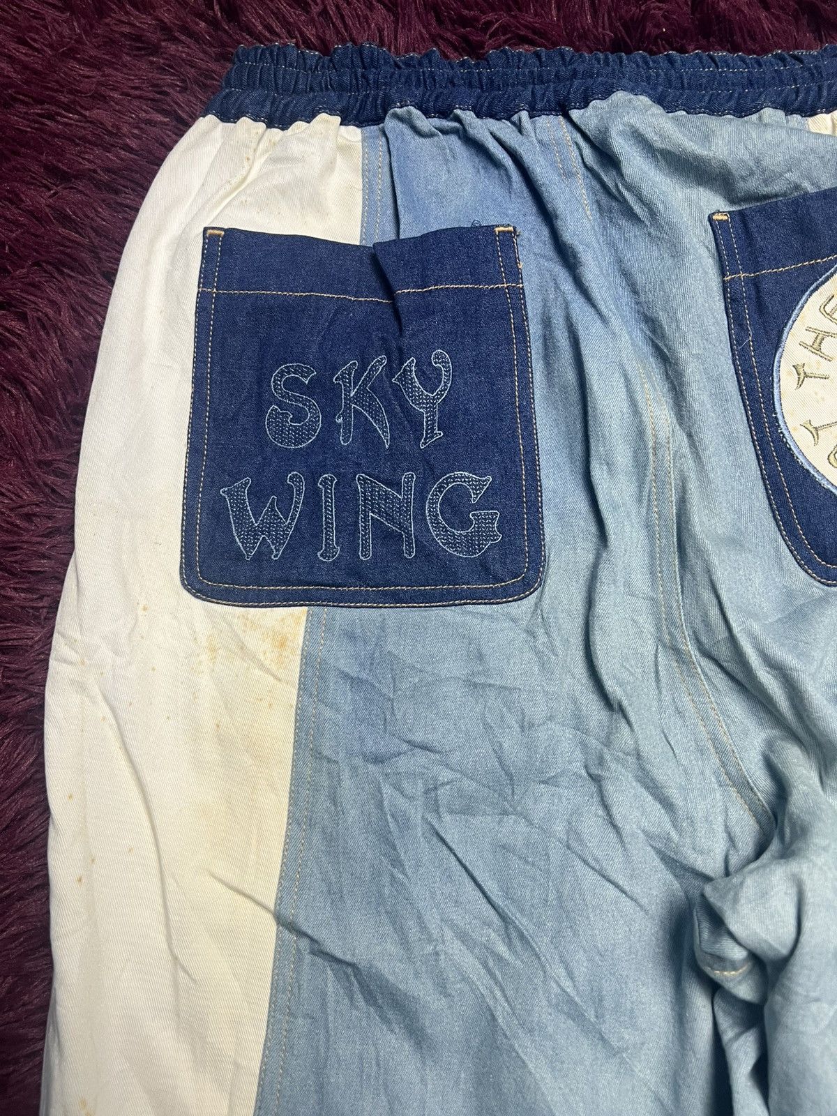 Beauty Beast Vtg Sky Wing Sport Patchwork Denim Pants (45) Size US 29 - 9 Thumbnail