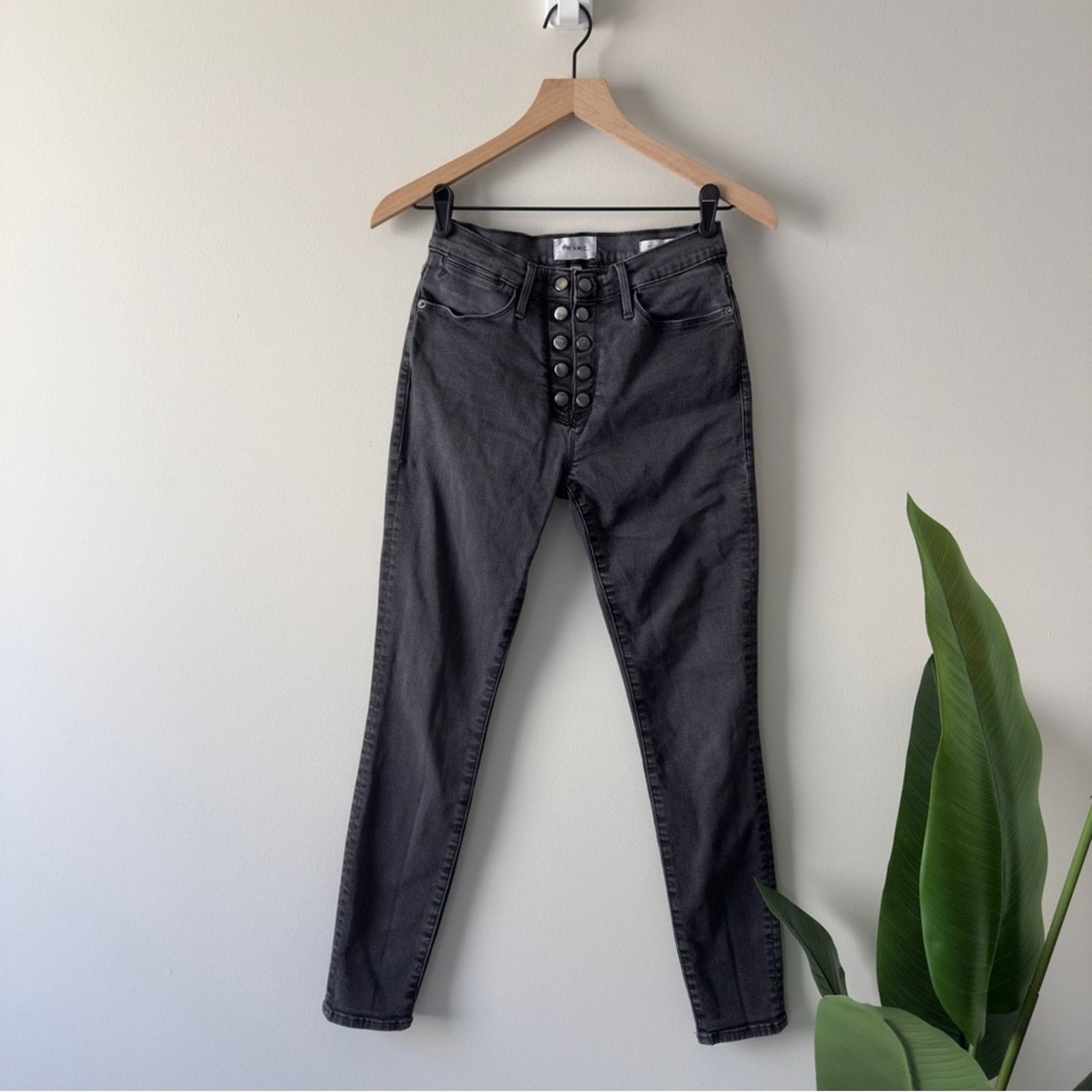 Frame Frame Le High Skinny Jeans Button Fly Denim High Rise Gray Size 27" / US 4 / IT 40 - 1 Thumbnail