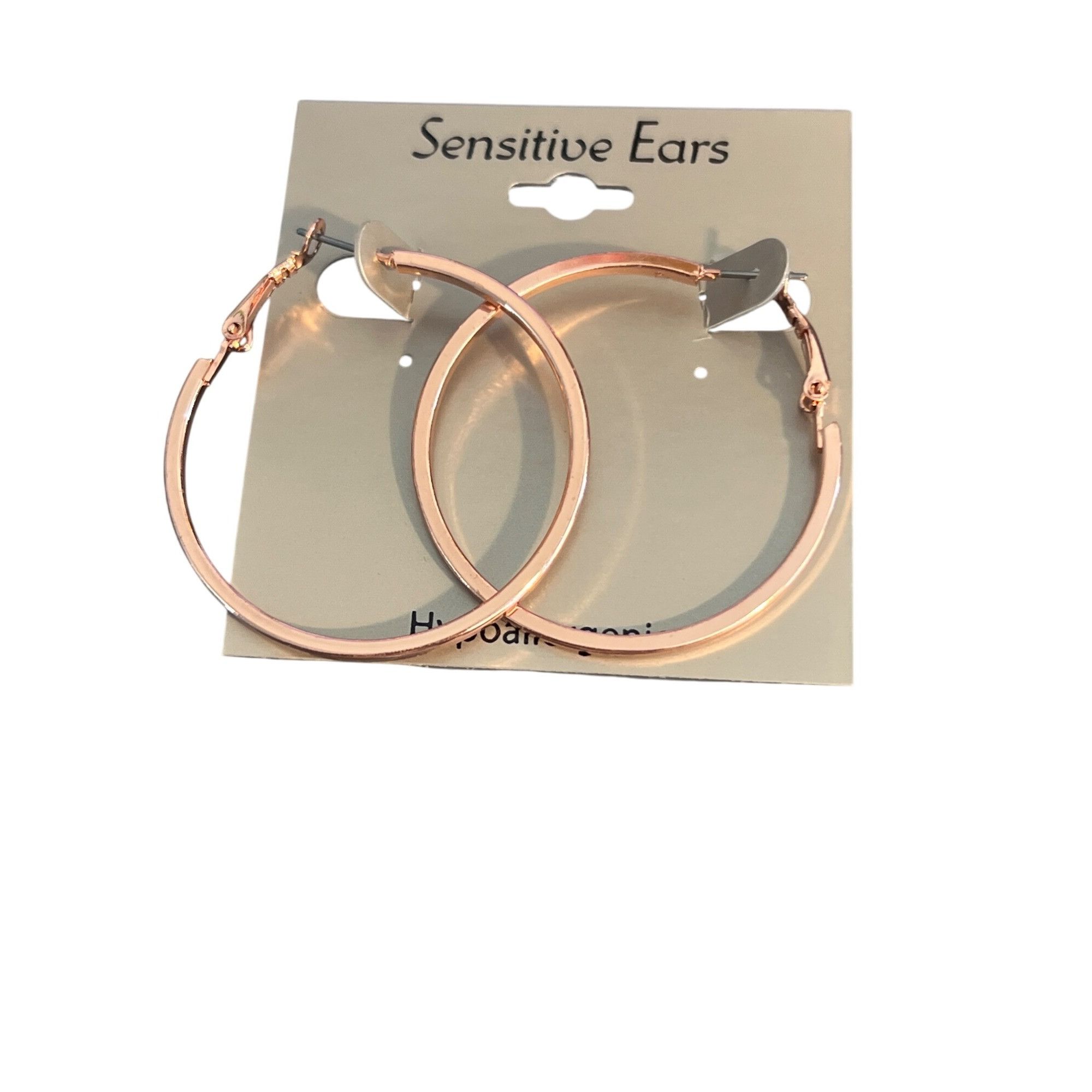 Other Rose Gold Tone Hoop Earrings Lever Back Sensitive Ears 1 7/8 Size ONE SIZE - 1 Thumbnail