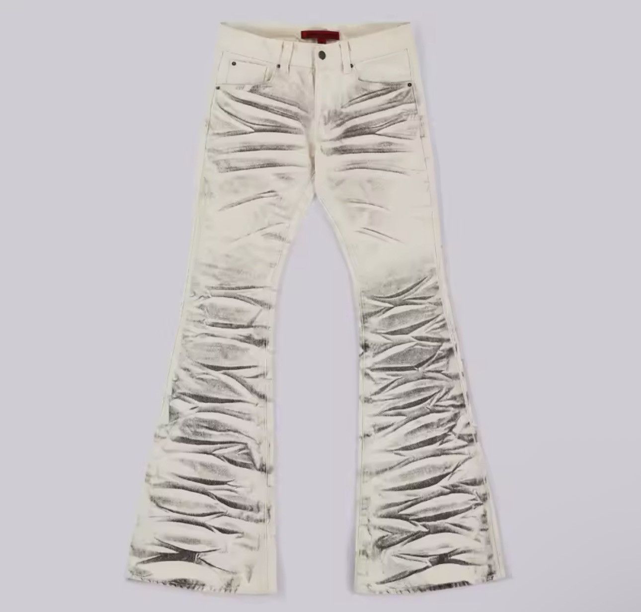 Jean Y2k Streetwear Flared Retro Hip Hop Designer Jeans Size US 37 - 5 Thumbnail
