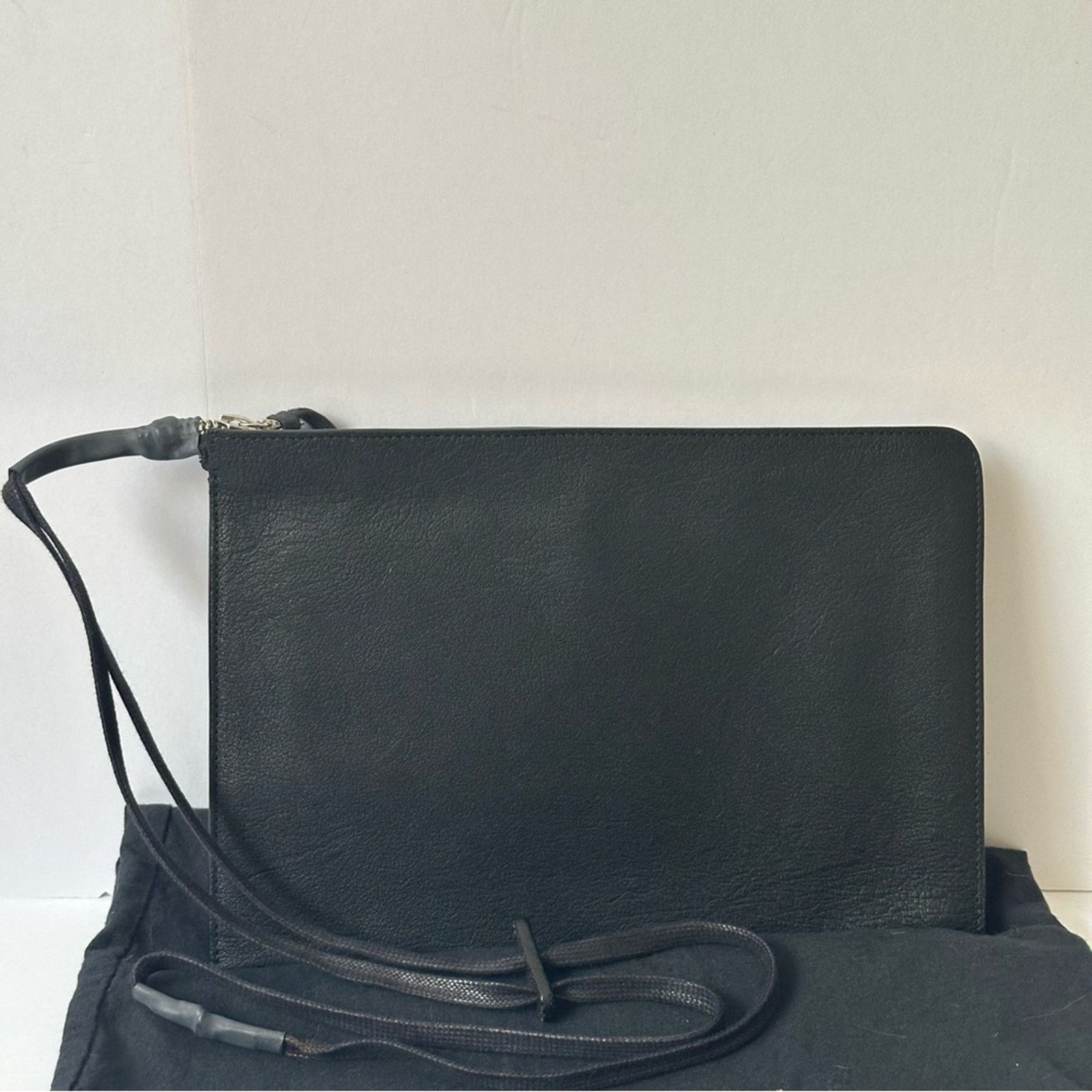 11 By Boris Bidjan Saberi Zip-Around Large Wallet Pouch Black Grained Leather Bag Size ONE SIZE - 5 Thumbnail
