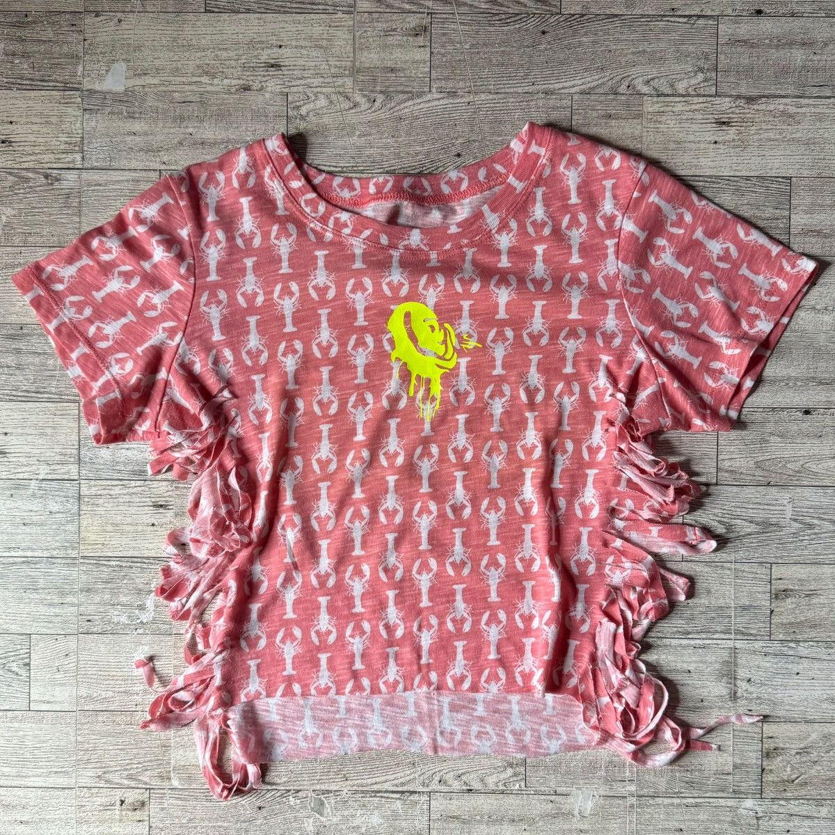 Aeropostale AERO, Reworked, Coral, Lobster Graphic, Cropped Baby Tee Size XS / US 0-2 / IT 36-38 - 8 Thumbnail