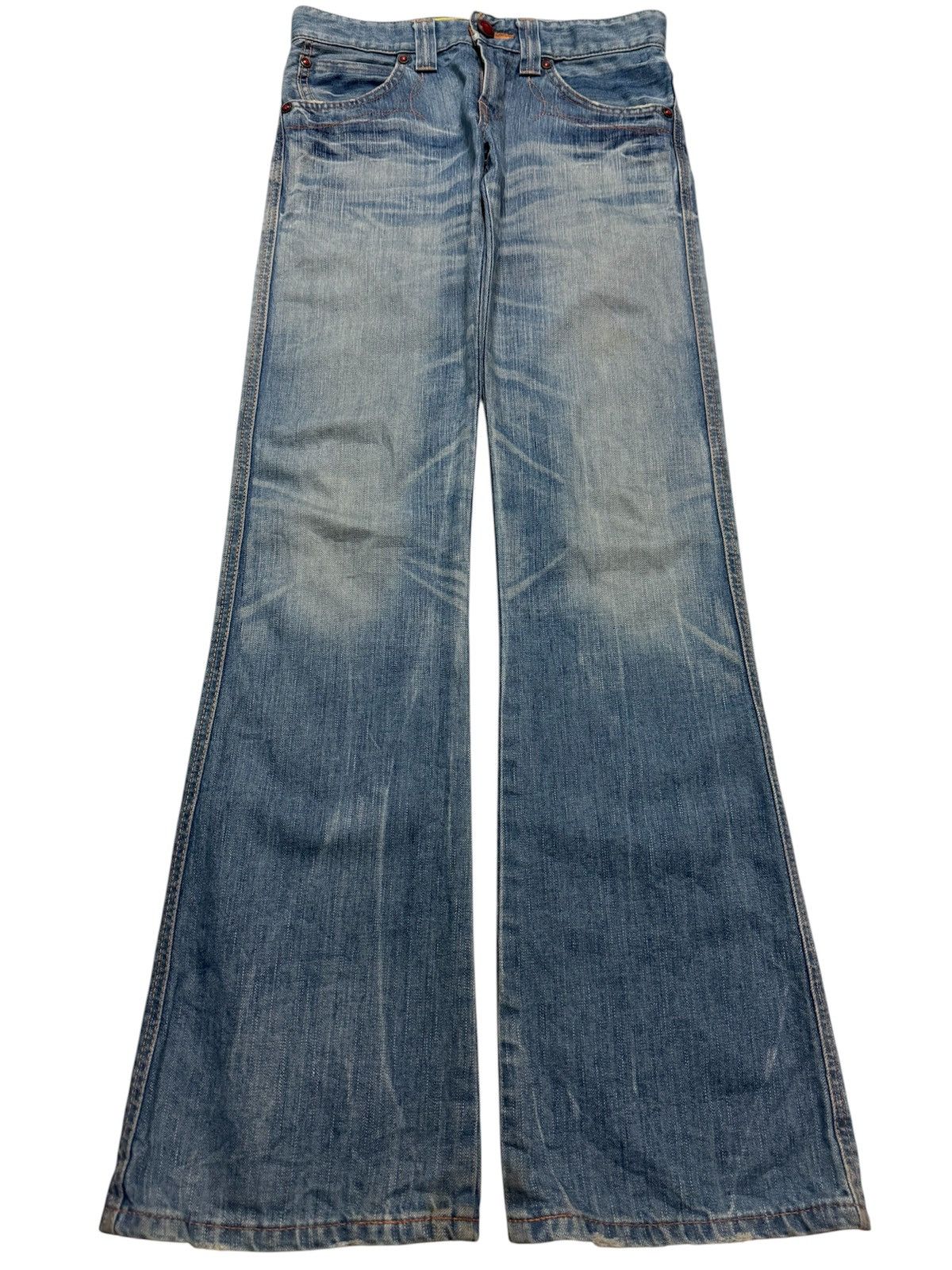 Edwin ⚡️FLARED⚡️VINTAGE EDWIN BLUE TRIP 503 RARE HONEYCOMB MUDPUNK Size US 29 - 1 Thumbnail